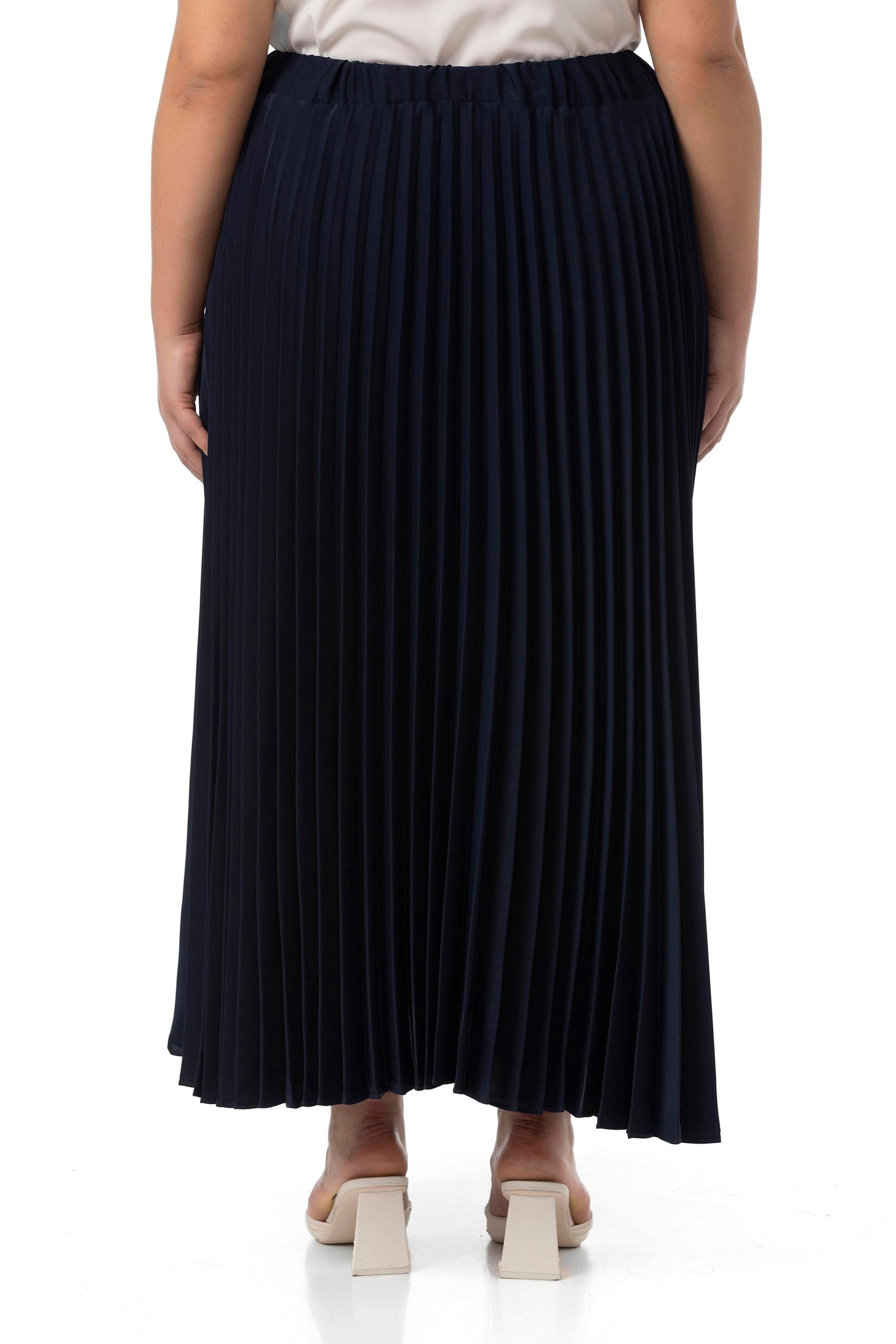 EtekDisentis Modest Büyük Beden Beli Lastikli Pileli Uzun Lacivert EtekDISENTIS MODESTBüyük Beden Beli Lastikli Pileli Uzun Lacivert Etek