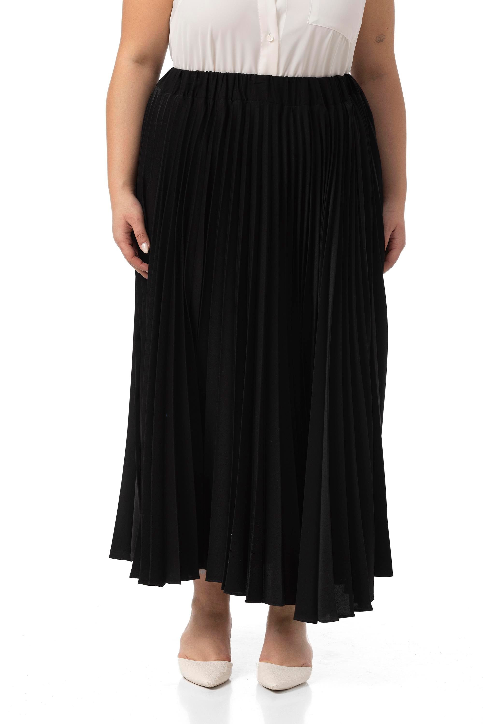 EtekDisentis Modest Büyük Beden Beli Lastikli Pileli Uzun Siyah EtekDISENTIS MODESTBüyük Beden Beli Lastikli Pileli Uzun Siyah Etek