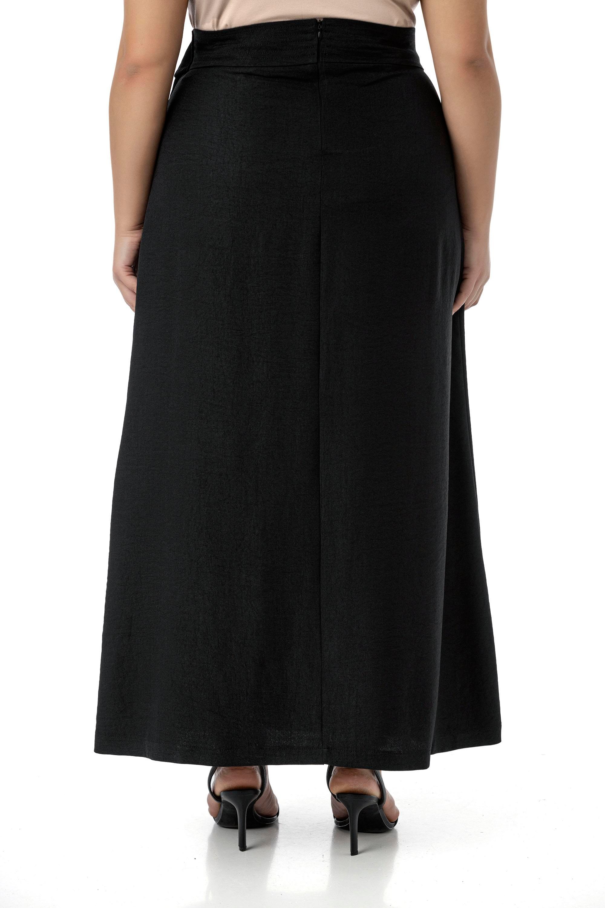 SkirtsDisentis Modest Büyük Beden Önden Yırtmaçlı Süs Bağlama Detaylı Torba Cepli Siyah Midi EtekDISENTIS MODESTBüyük Beden Önden Yırtmaçlı Süs Bağlama Detaylı Torba Cepli Siyah Midi Etek