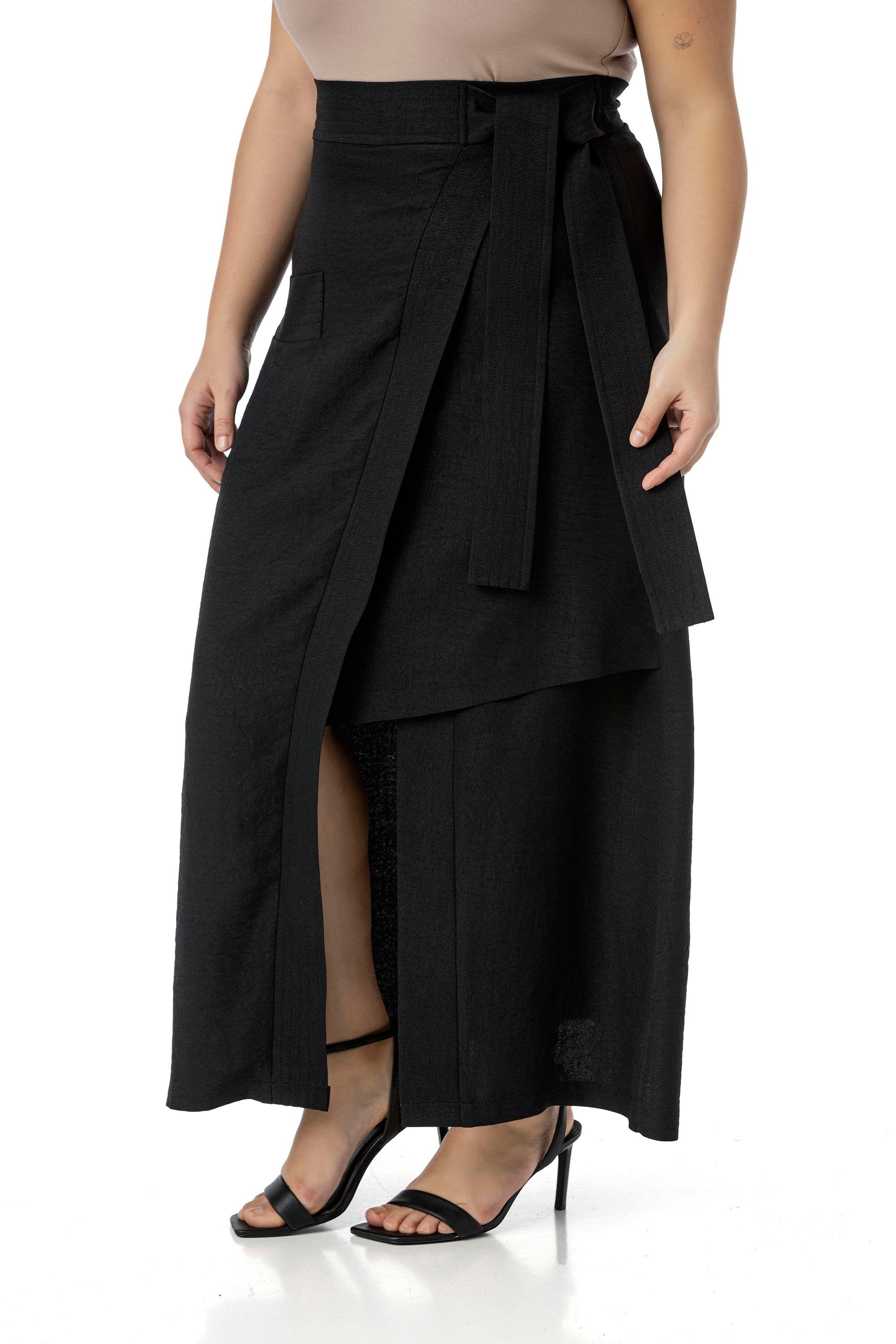 SkirtsDisentis Modest Büyük Beden Önden Yırtmaçlı Süs Bağlama Detaylı Torba Cepli Siyah Midi EtekDISENTIS MODESTBüyük Beden Önden Yırtmaçlı Süs Bağlama Detaylı Torba Cepli Siyah Midi Etek