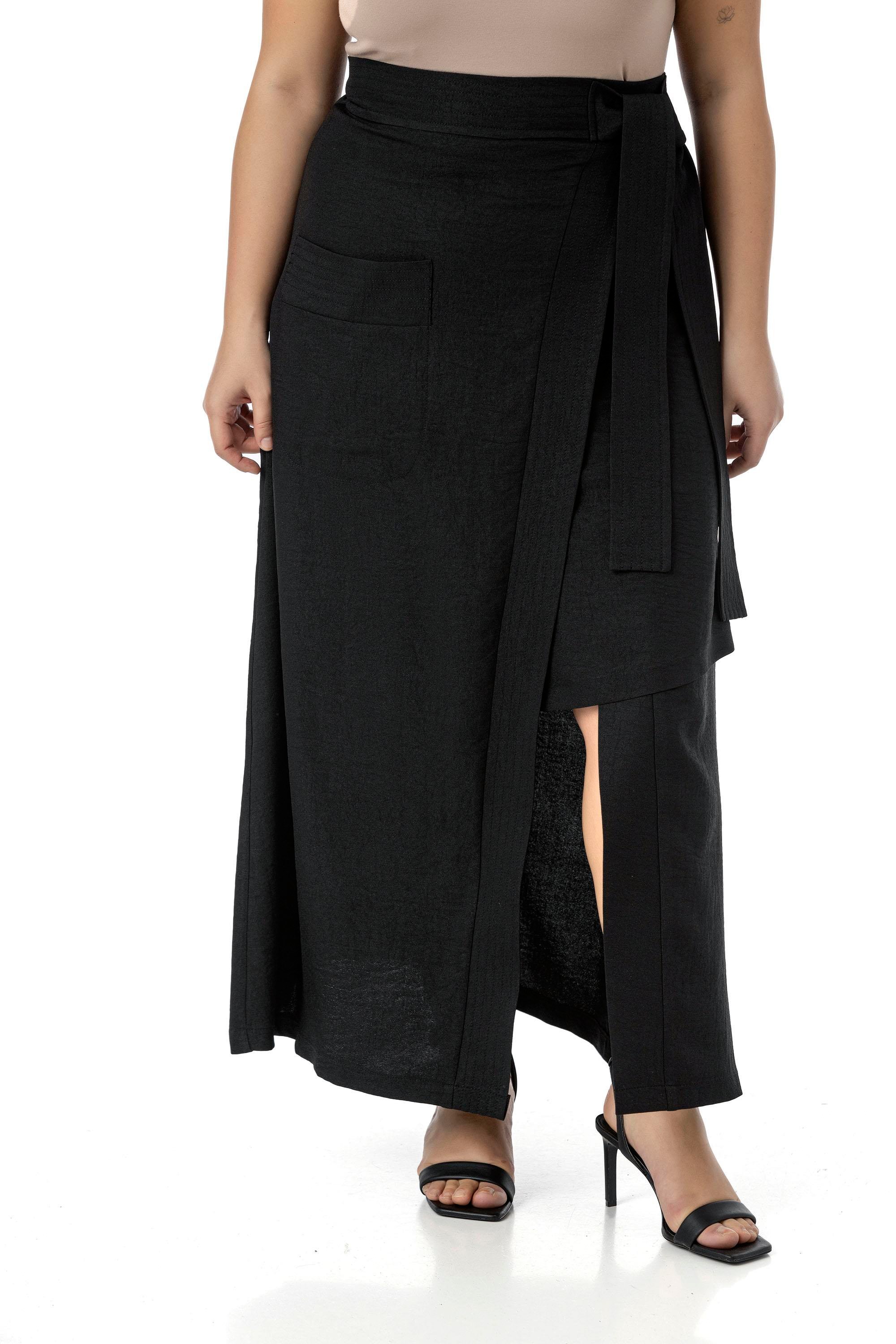 SkirtsDisentis Modest Büyük Beden Önden Yırtmaçlı Süs Bağlama Detaylı Torba Cepli Siyah Midi EtekDISENTIS MODESTBüyük Beden Önden Yırtmaçlı Süs Bağlama Detaylı Torba Cepli Siyah Midi Etek