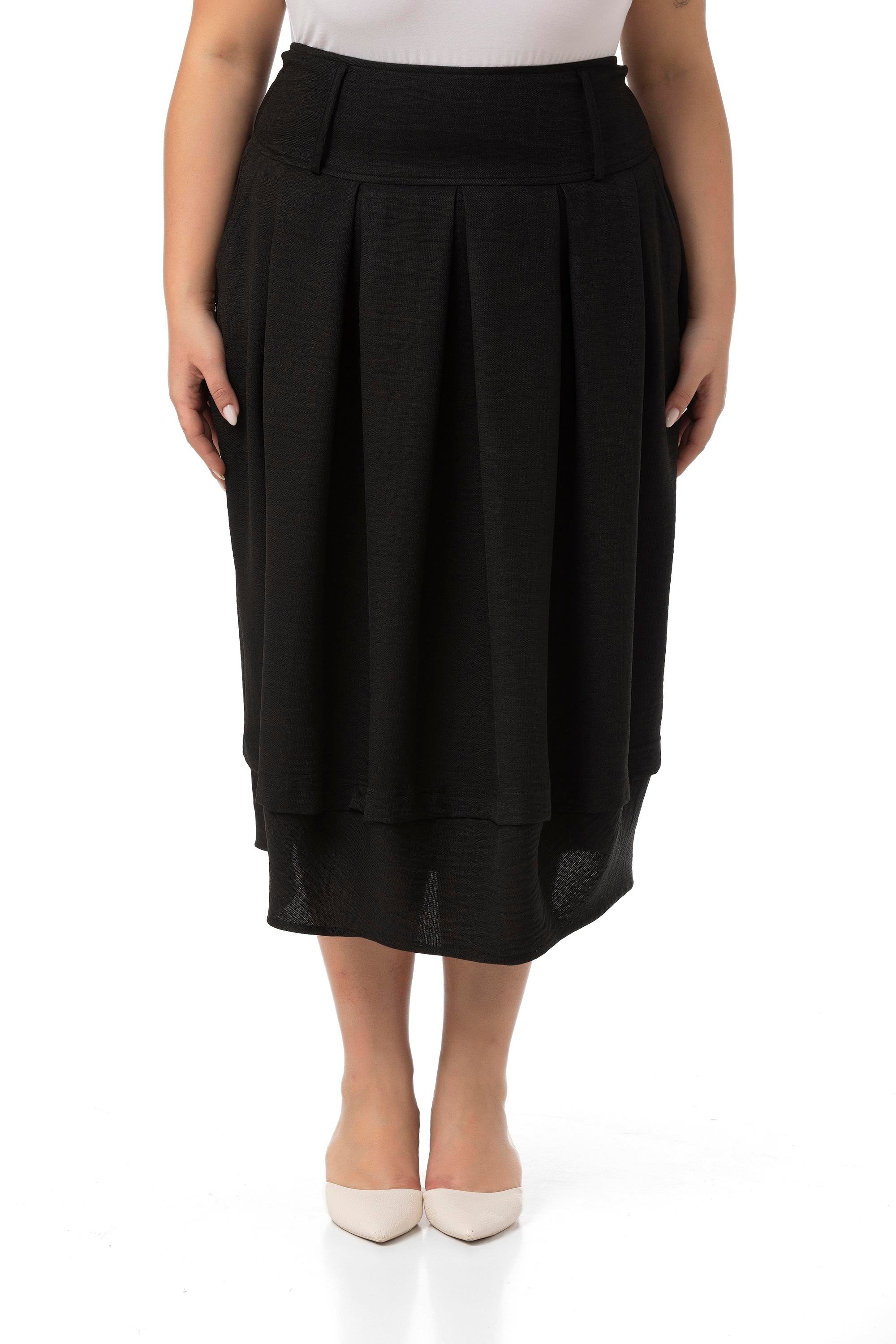 EtekDisentis Modest Büyük Beden Pileli Balon Kesim Midi Siyah EtekDISENTIS MODESTBüyük Beden Pileli Balon Kesim Midi Siyah Etek