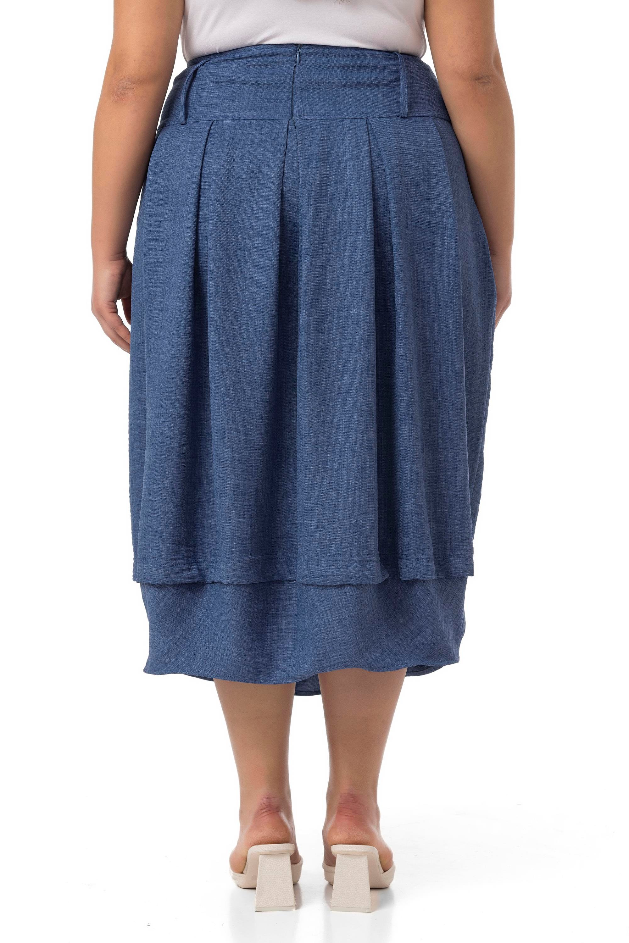 EtekDisentis Modest Büyük Beden Pileli Balon Kesim Midi İndigo EtekDISENTIS MODESTBüyük Beden Pileli Balon Kesim Midi İndigo Etek