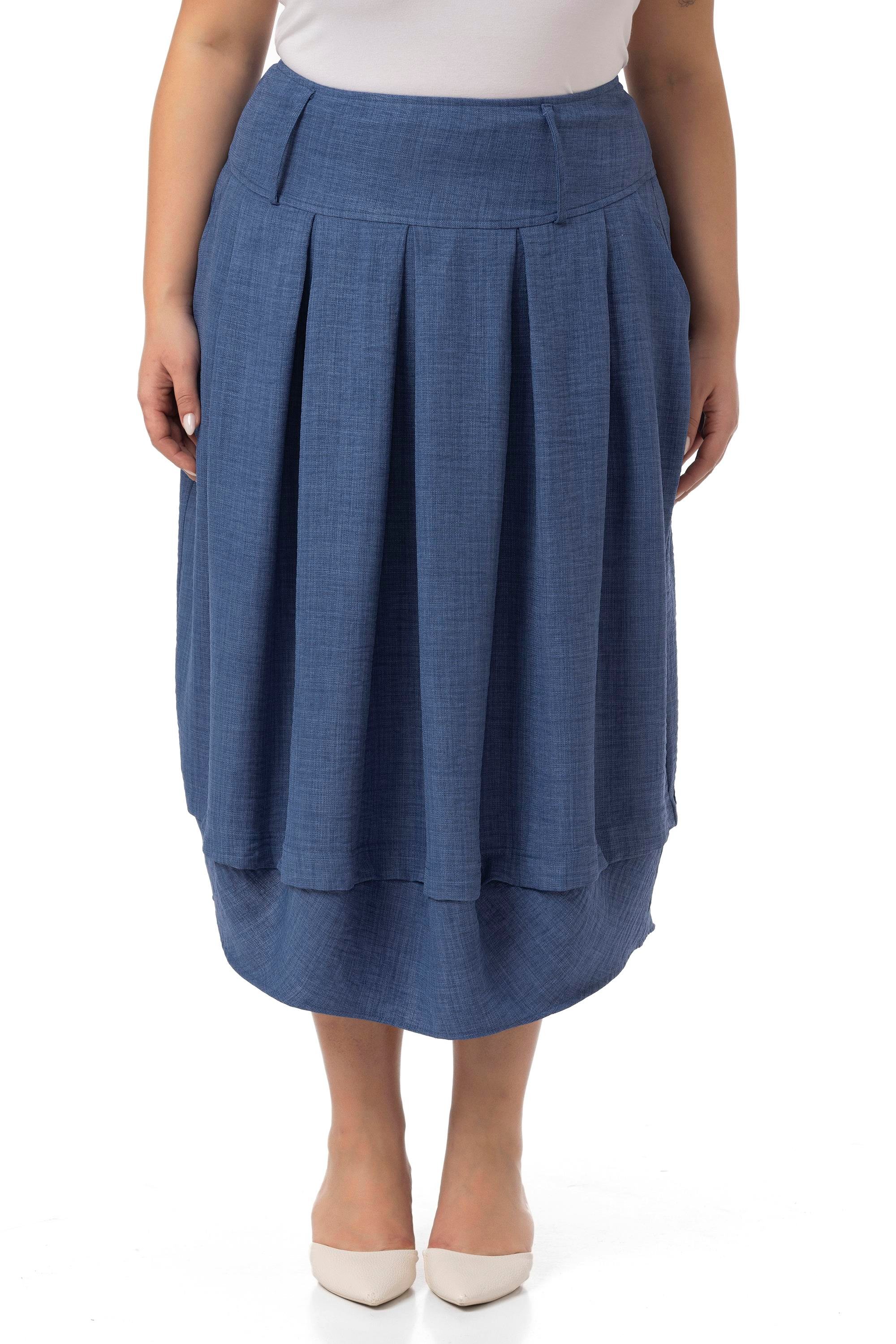 EtekDisentis Modest Büyük Beden Pileli Balon Kesim Midi İndigo EtekDISENTIS MODESTBüyük Beden Pileli Balon Kesim Midi İndigo Etek