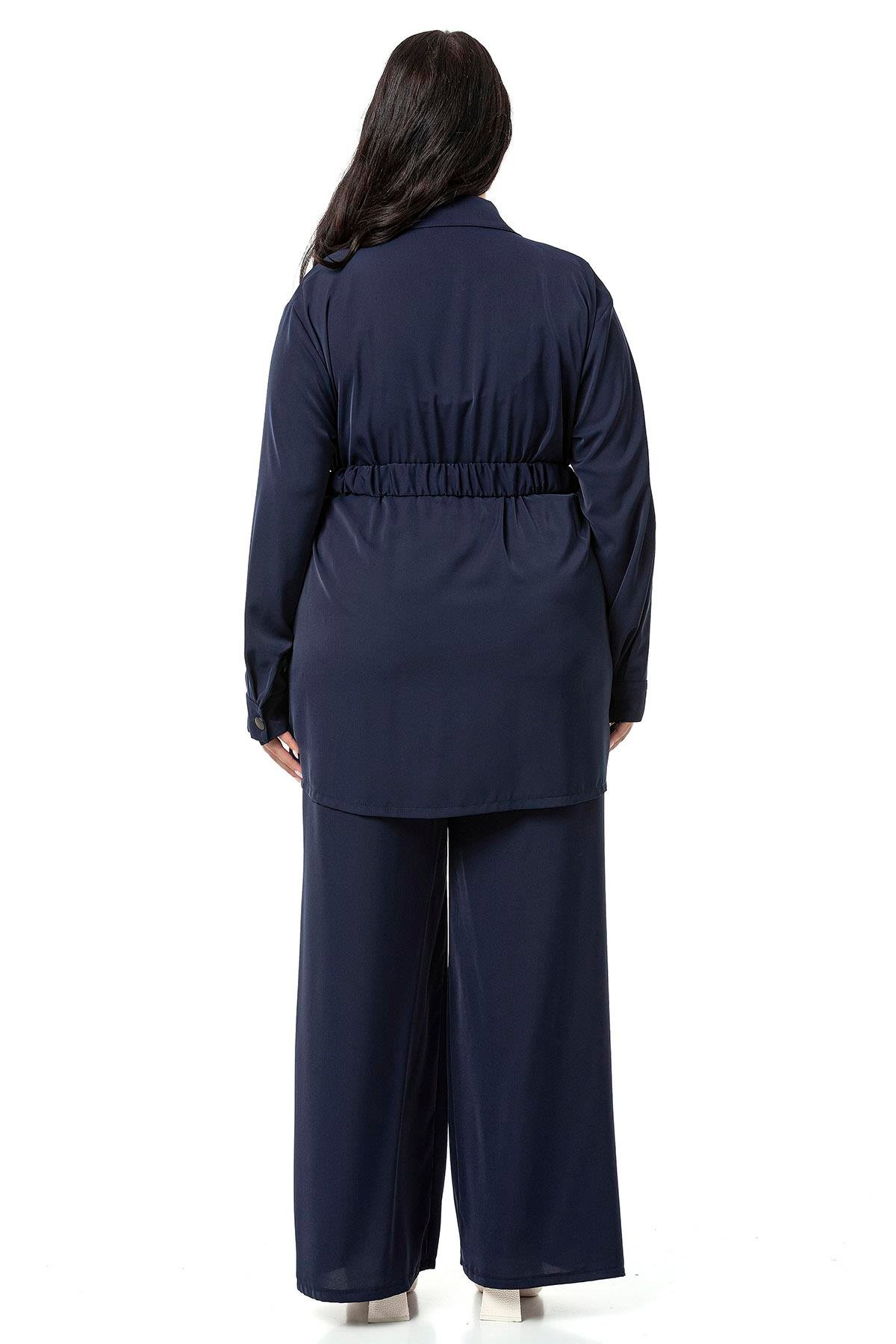 Gömlek | Pantolon TakımlarDisentis Modest Büyük Beden Beli Kemerli Gömlek Pantolon Lacivert İkili Takım DISENTIS MODESTBüyük Beden Beli Kemerli Gömlek Pantolon Lacivert İkili Takım 