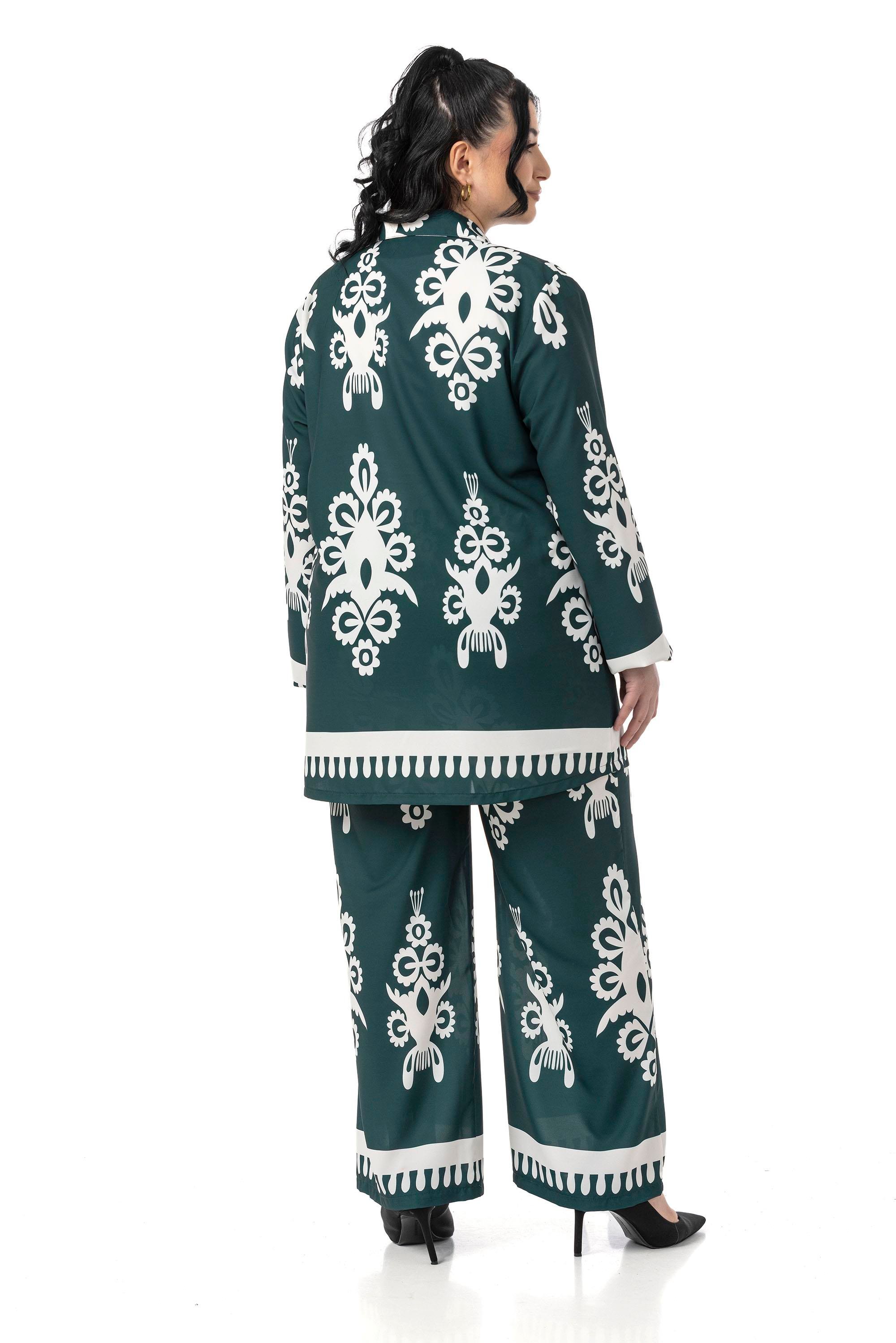 Shirt&Pants setsDisentis Modest Büyük Beden Desenli Gömlek Pantolon Zümrüt Yeşili İkili TakımDISENTIS MODESTBüyük Beden Desenli Gömlek Pantolon Zümrüt Yeşili İkili Takım