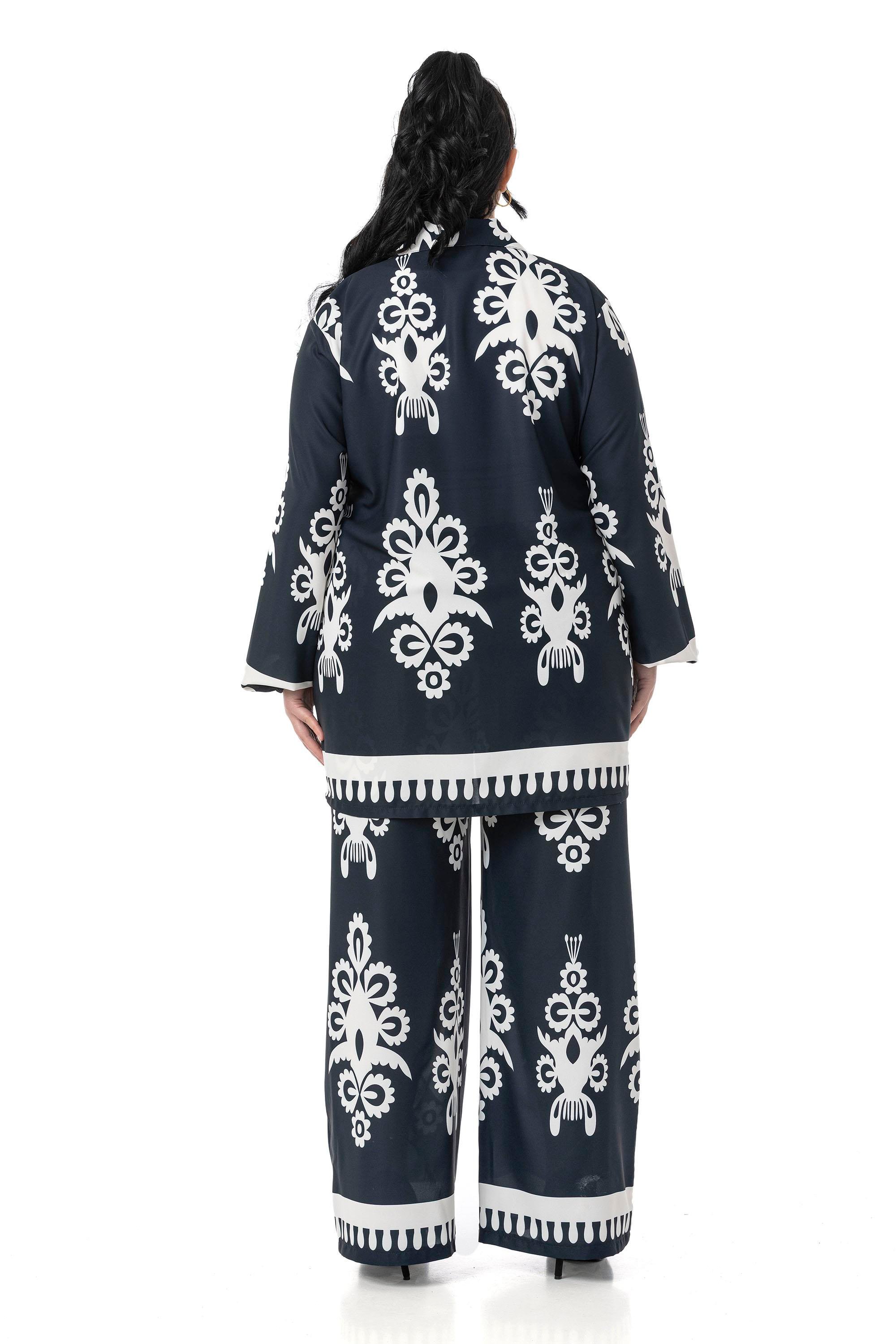 Shirt&Pants setsDisentis Modest Büyük Beden Desenli Gömlek Pantolon Lacivert İkili TakımDISENTIS MODESTBüyük Beden Desenli Gömlek Pantolon Lacivert İkili Takım