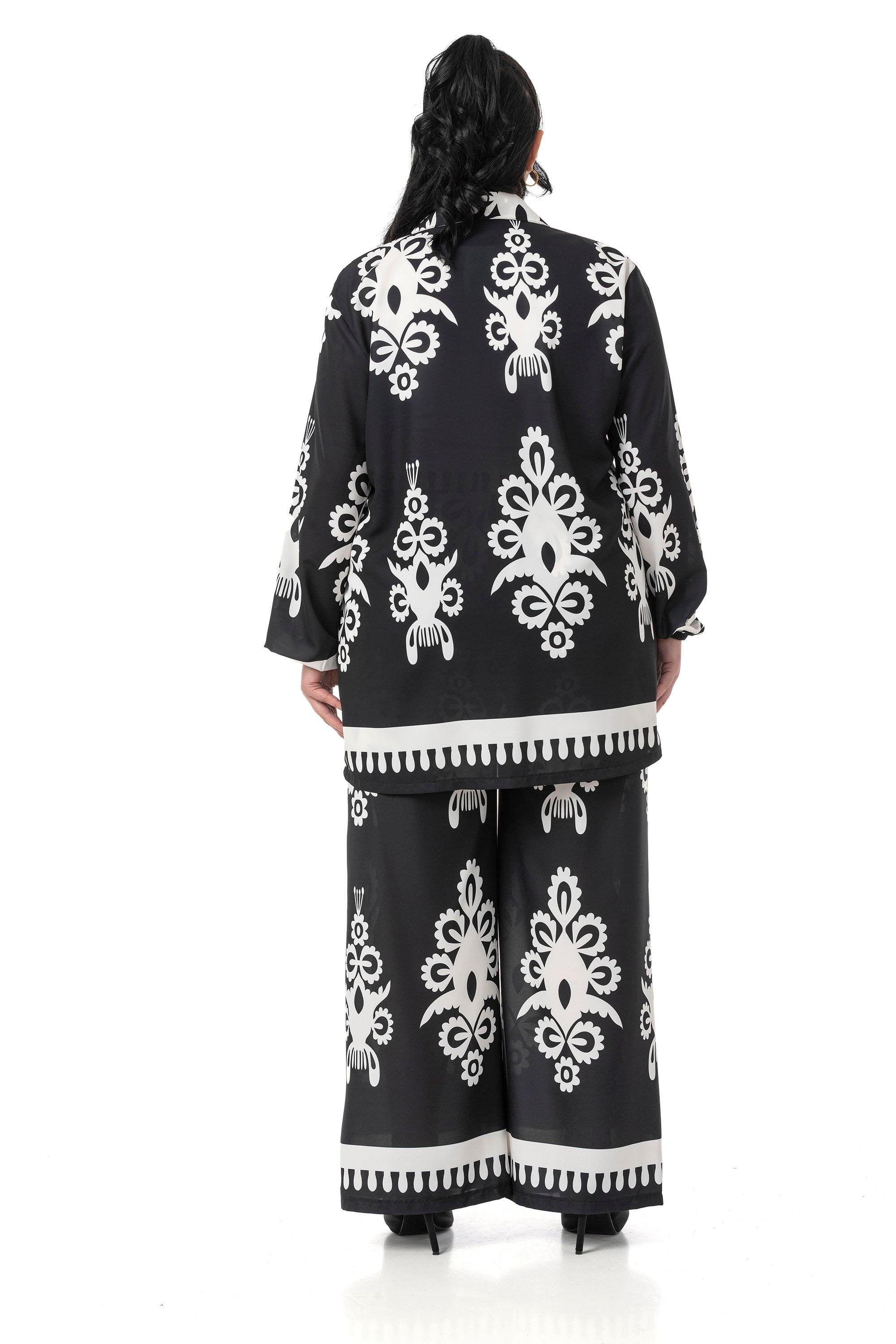 Shirt&Pants setsDisentis Modest Büyük Beden Desenli Gömlek Pantolon Siyah İkili TakımDISENTIS MODESTBüyük Beden Desenli Gömlek Pantolon Siyah İkili Takım