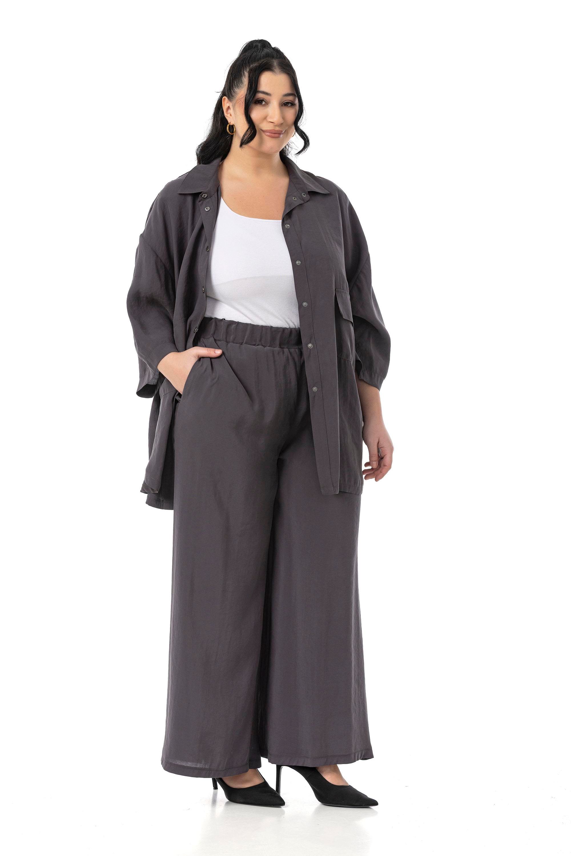 Shirt&Pants setsDisentis Modest Büyük Beden Geniş Kesim Gömlek Pantolon Antrasit İkili TakımDISENTIS MODESTBüyük Beden Geniş Kesim Gömlek Pantolon Antrasit İkili Takım