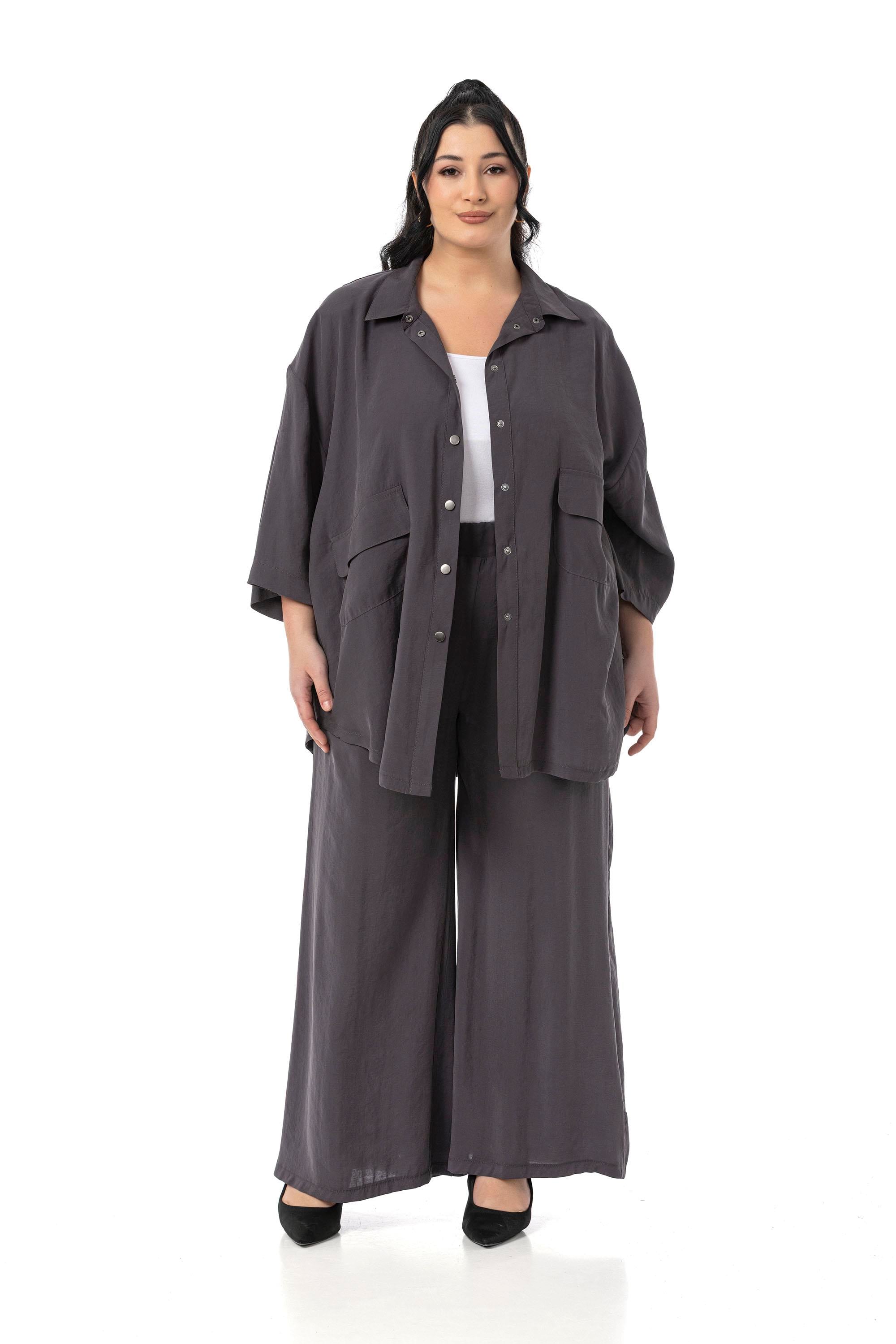 Shirt&Pants setsDisentis Modest Büyük Beden Geniş Kesim Gömlek Pantolon Antrasit İkili TakımDISENTIS MODESTBüyük Beden Geniş Kesim Gömlek Pantolon Antrasit İkili Takım