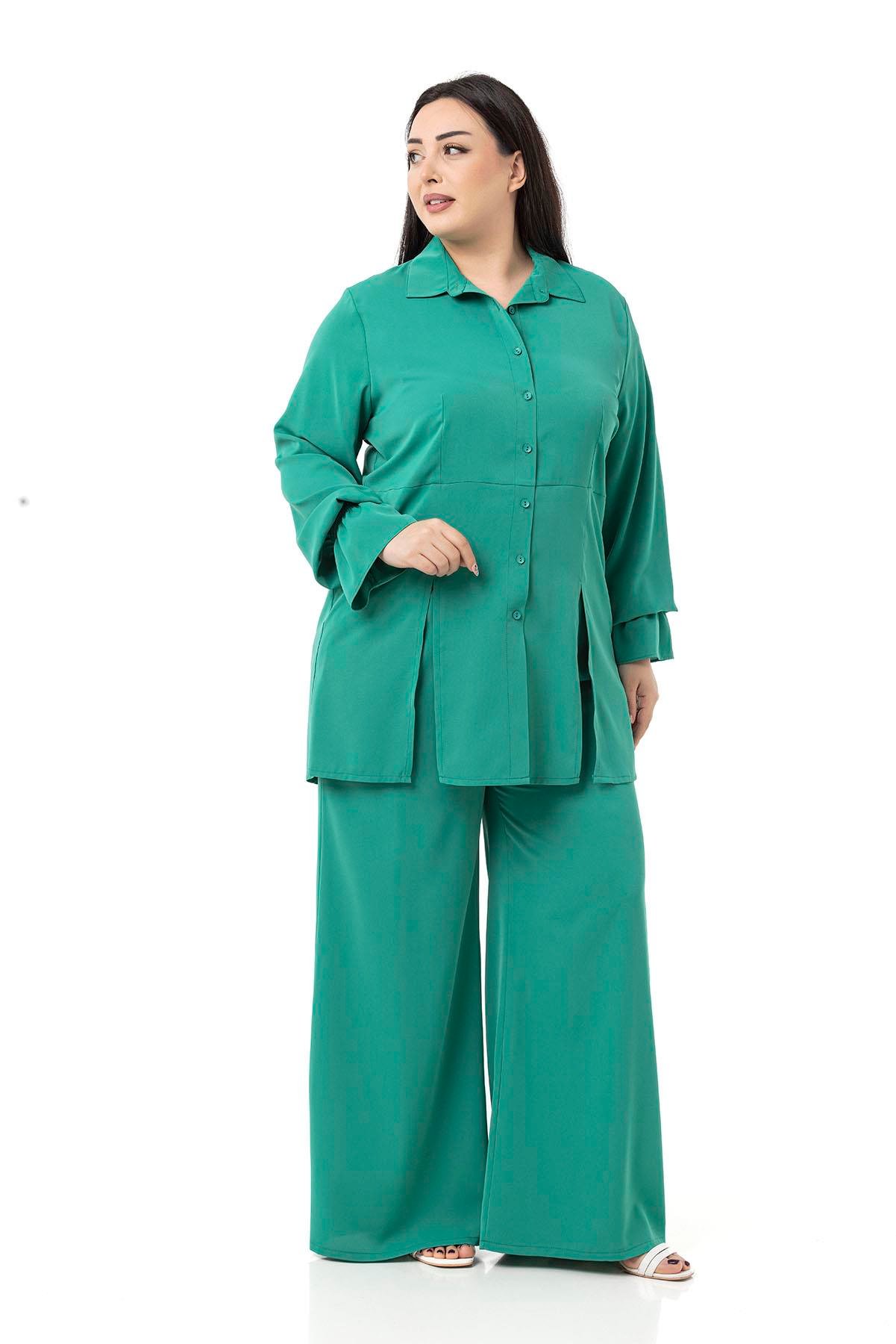 Gömlek | Pantolon TakımlarDisentis Modest Büyük Beden Rahat Kesim Gömlek Pantolon Yeşil İkili TakımDISENTIS MODESTBüyük Beden Rahat Kesim Gömlek Pantolon Yeşil İkili Takım