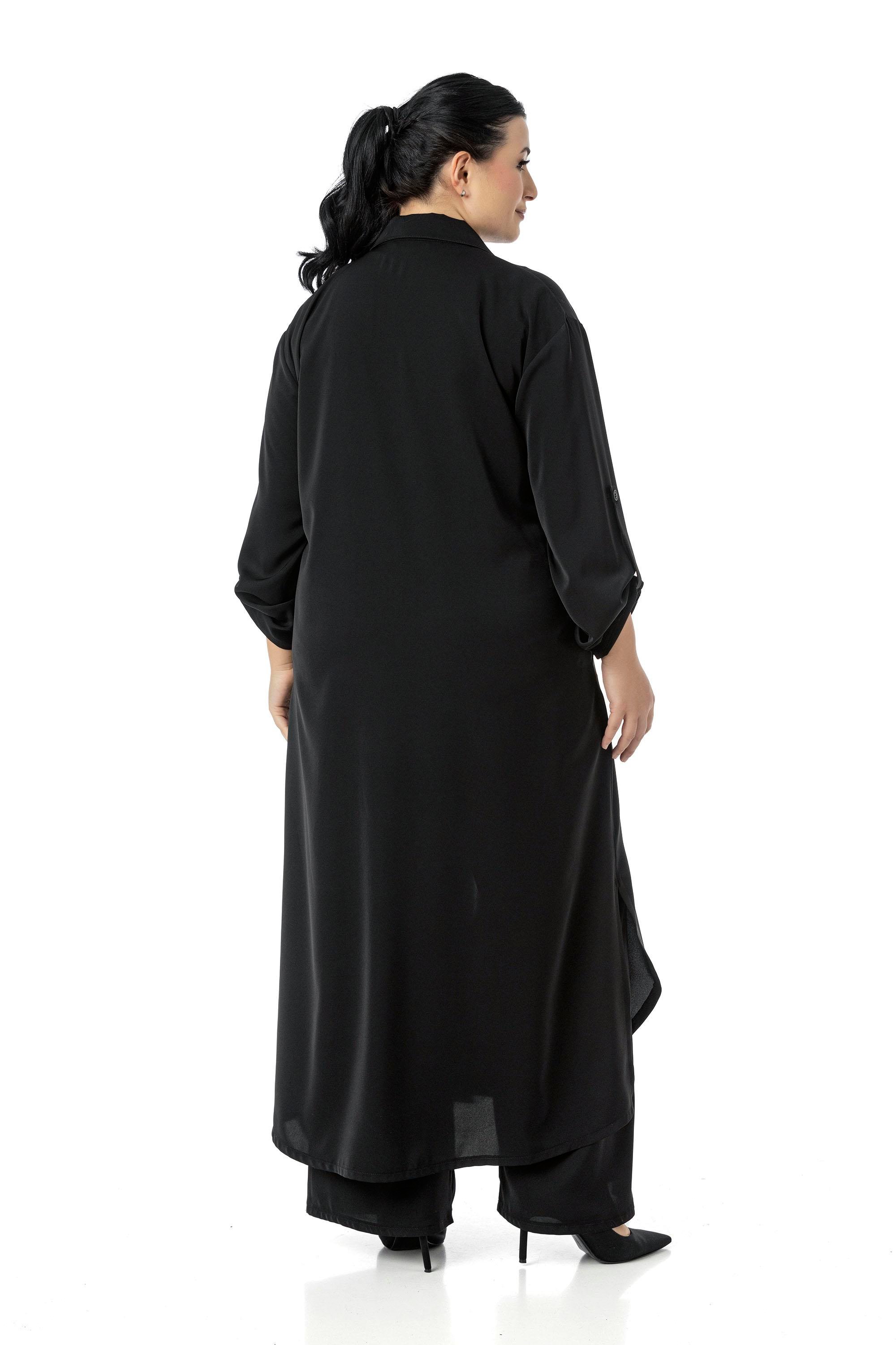 Gömlek | Pantolon TakımlarDisentis Modest Büyük Beden Uzun Gömlek Pantolon Siyah İkili TakımDISENTIS MODESTBüyük Beden Uzun Gömlek Pantolon Siyah İkili Takım