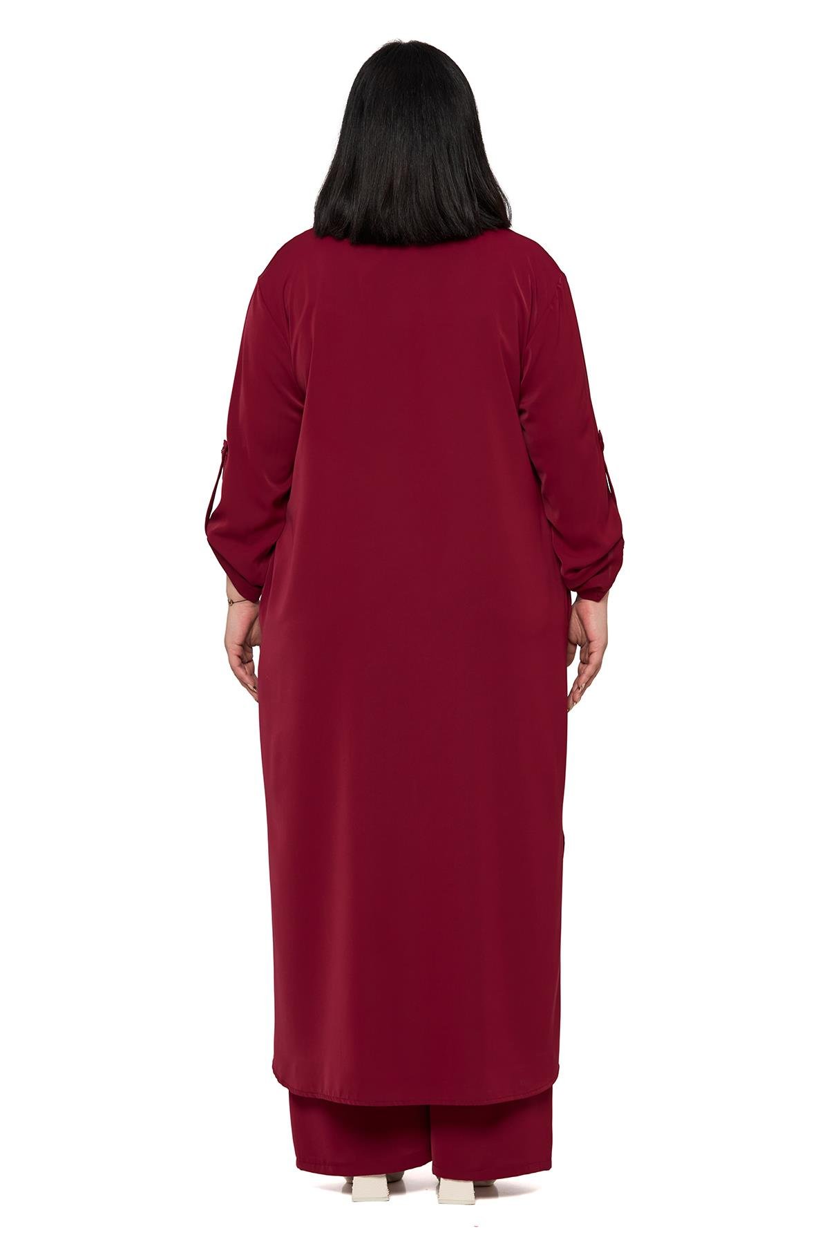 Gömlek | Pantolon TakımlarDisentis Modest Büyük Beden Uzun Gömlek Pantolon Bordo İkili TakımDISENTIS MODESTBüyük Beden Uzun Gömlek Pantolon Bordo İkili Takım