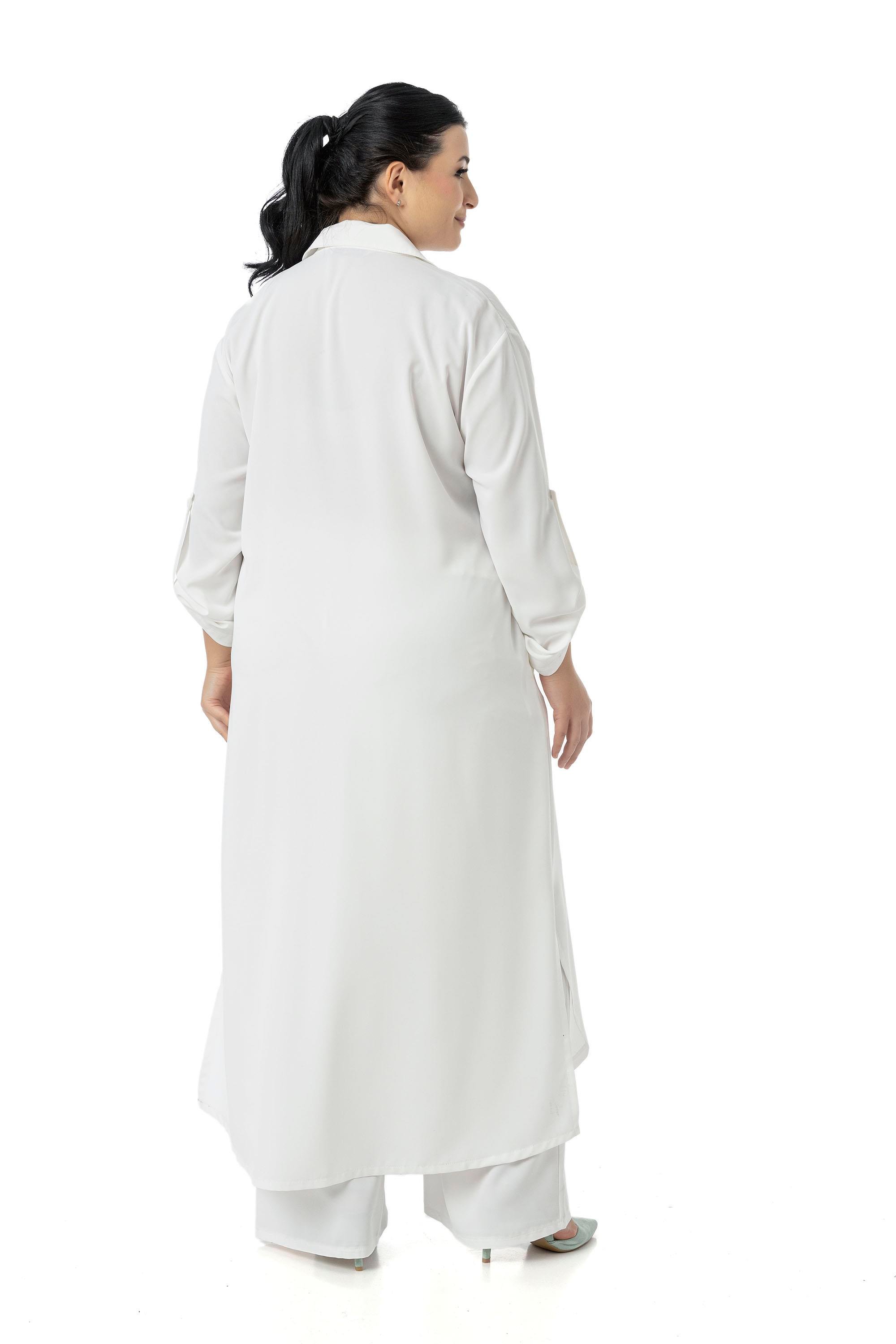 Gömlek | Pantolon TakımlarDisentis Modest Büyük Beden Uzun Gömlek Pantolon Beyaz İkili TakımDISENTIS MODESTBüyük Beden Uzun Gömlek Pantolon Beyaz İkili Takım