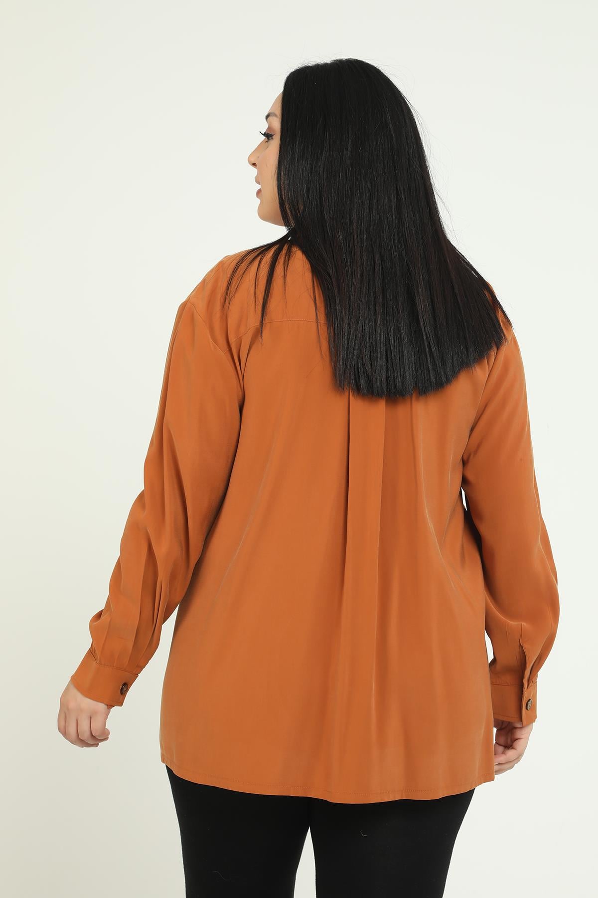 ShirtsDisentis Modest Asimetrik Kesim Uzun Kollu Önü Yırtmaçlı Taba GömlekDISENTIS MODESTBüyük Beden Asimetrik Kesim Uzun Kollu Önü Yırtmaçlı Taba Gömlek