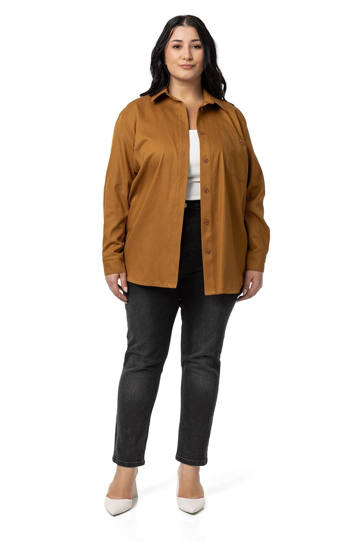 ShirtsDisentis Modest Büyük Beden Cep Detaylı  Gabardin Tarçın Ceket GömlekDISENTIS MODESTBüyük Beden Cep Detaylı  Gabardin Tarçın Ceket Gömlek