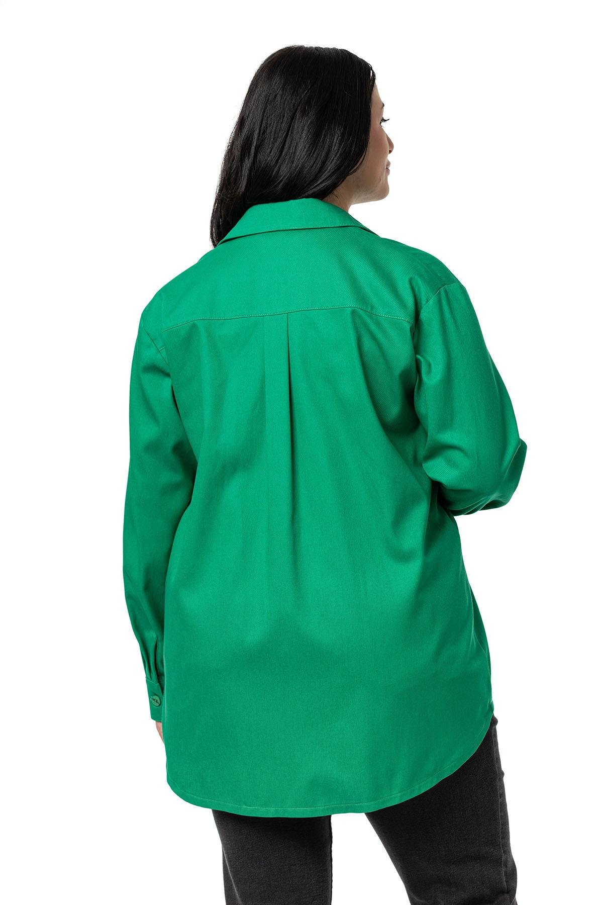 ShirtsDisentis Modest Büyük Beden Cep Detaylı  Gabardin Yeşil Ceket GömlekDISENTIS MODESTBüyük Beden Cep Detaylı  Gabardin Yeşil Ceket Gömlek
