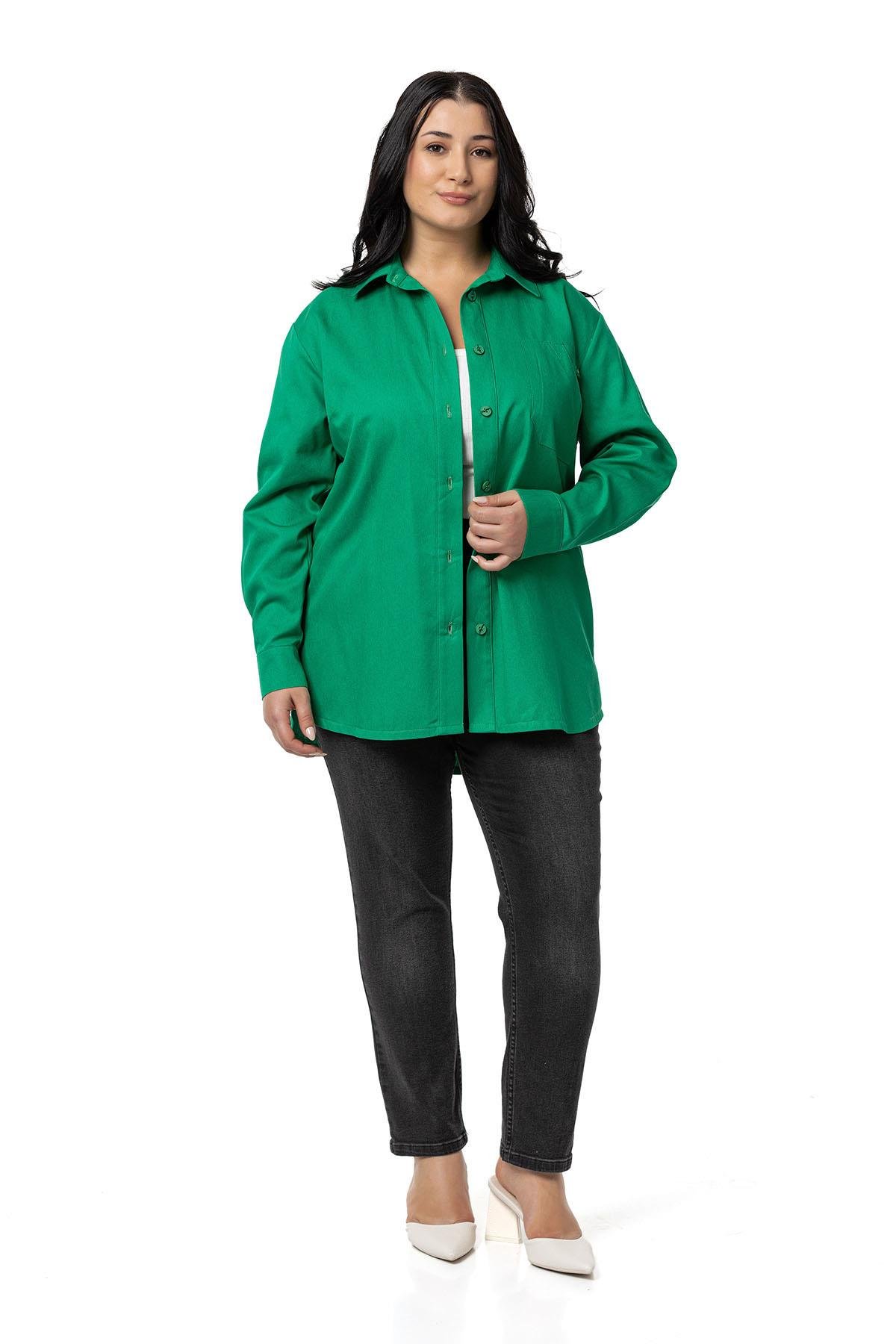 ShirtsDisentis Modest Büyük Beden Cep Detaylı  Gabardin Yeşil Ceket GömlekDISENTIS MODESTBüyük Beden Cep Detaylı  Gabardin Yeşil Ceket Gömlek