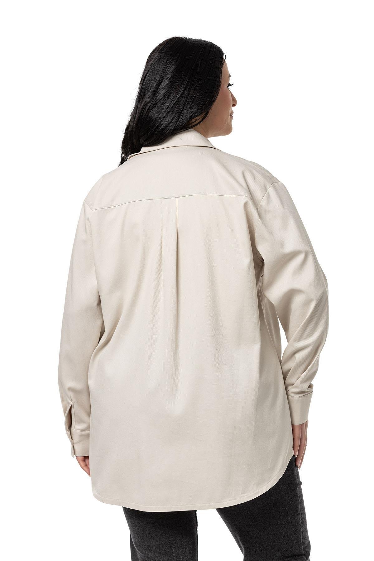 ShirtsDisentis Modest Büyük Beden Cep Detaylı  Gabardin Bej Rengi Ceket GömlekDISENTIS MODESTBüyük Beden Cep Detaylı  Gabardin Bej Rengi Ceket Gömlek