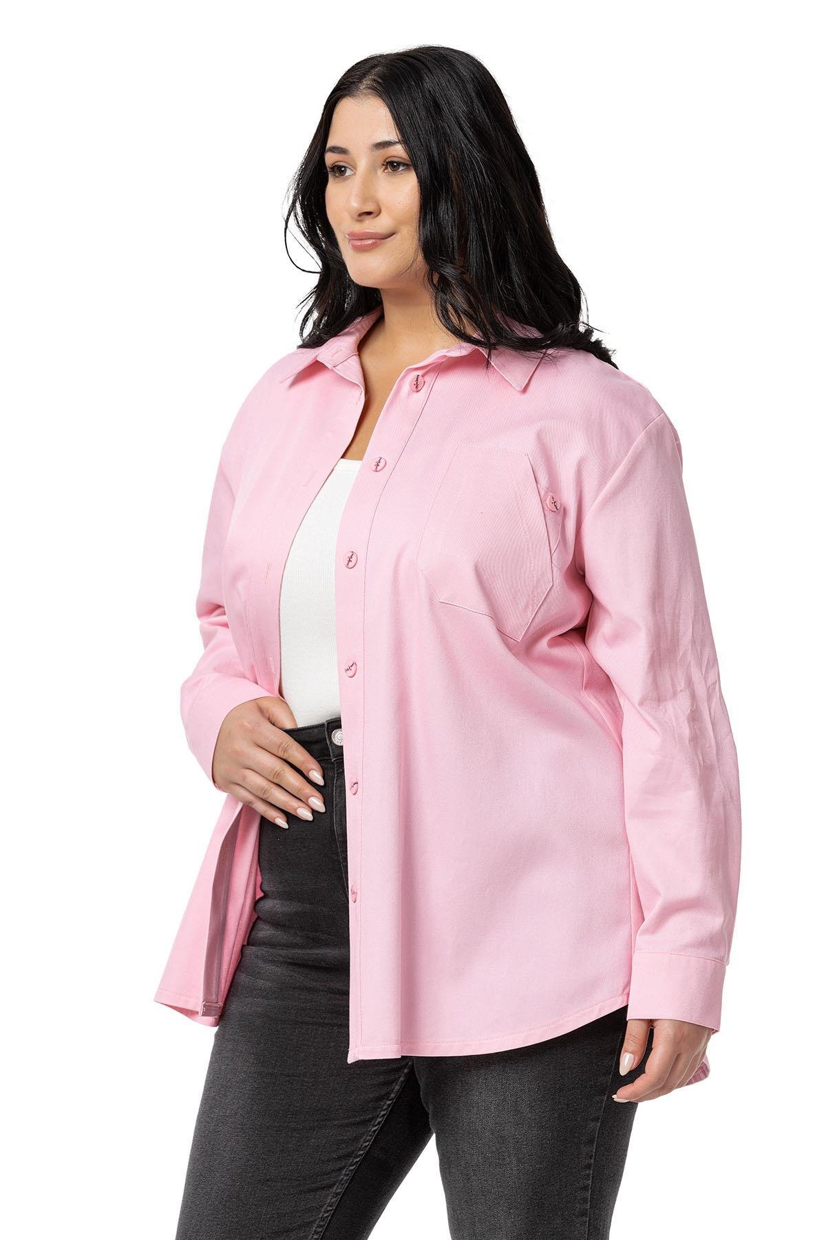 ShirtsDisentis Modest Büyük Beden Cep Detaylı  Gabardin Pembe Ceket GömlekDISENTIS MODESTBüyük Beden Cep Detaylı  Gabardin Pembe Ceket Gömlek