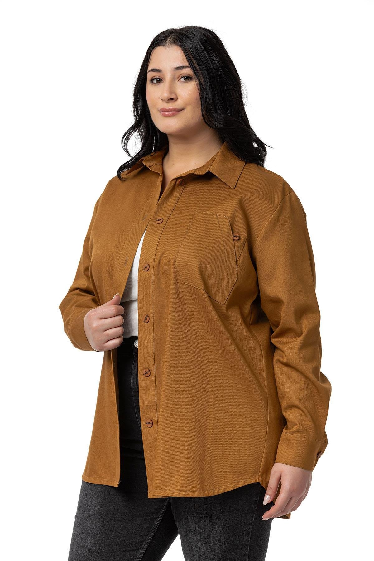 ShirtsDisentis Modest Büyük Beden Cep Detaylı  Gabardin Tarçın Ceket GömlekDISENTIS MODESTBüyük Beden Cep Detaylı  Gabardin Tarçın Ceket Gömlek