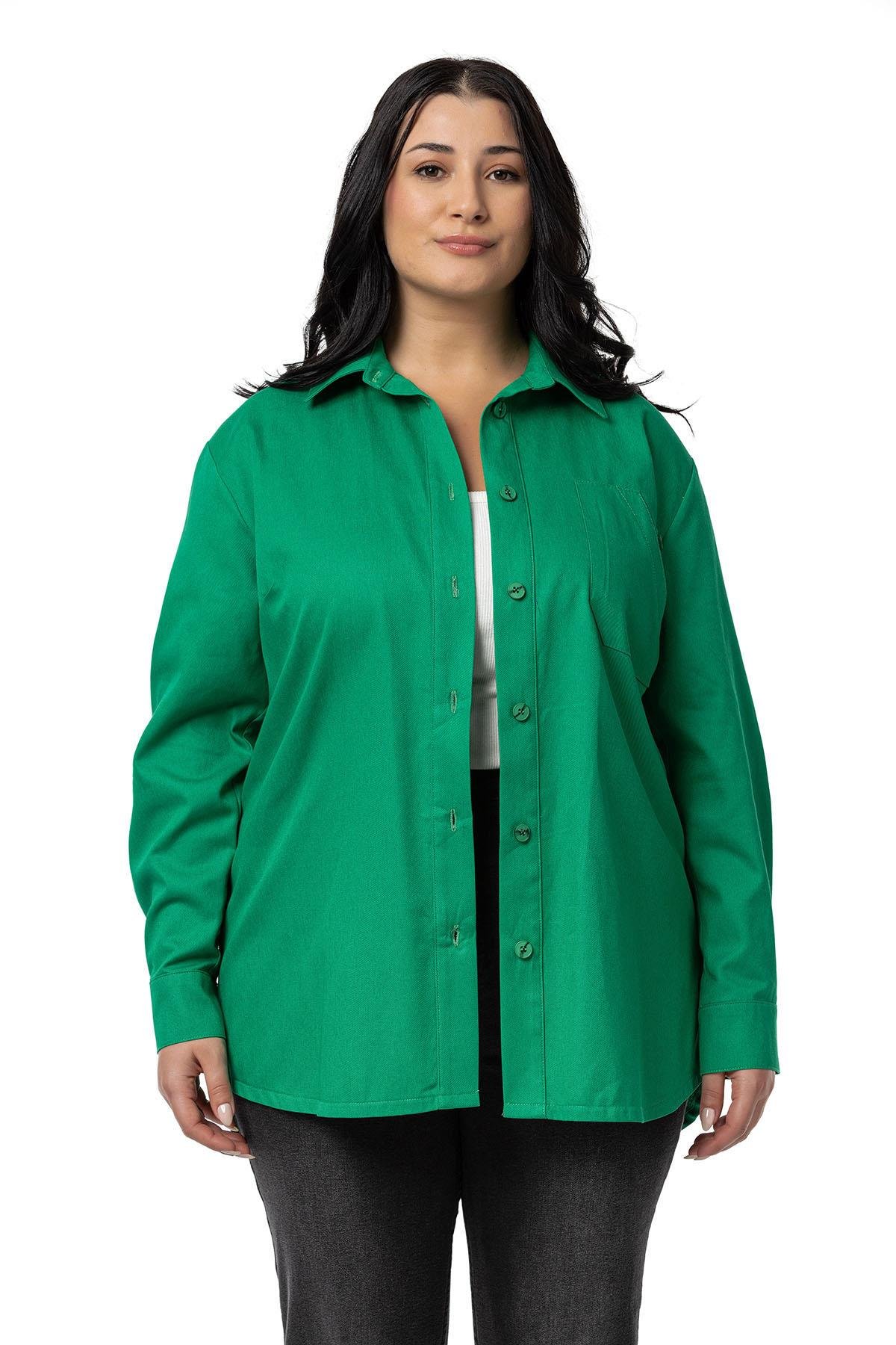 ShirtsDisentis Modest Büyük Beden Cep Detaylı  Gabardin Yeşil Ceket GömlekDISENTIS MODESTBüyük Beden Cep Detaylı  Gabardin Yeşil Ceket Gömlek