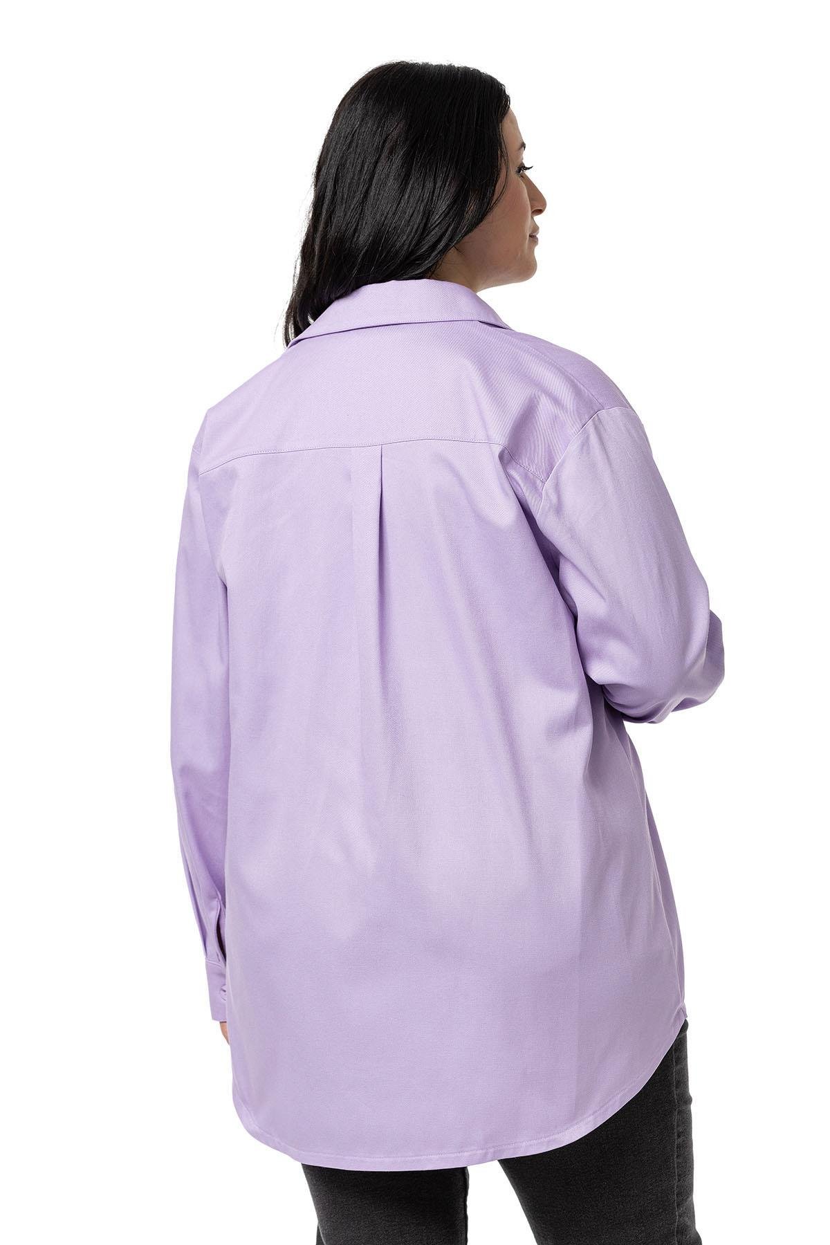 ShirtsDisentis Modest Büyük Beden Cep Detaylı  Gabardin Lila Ceket GömlekDISENTIS MODESTBüyük Beden Cep Detaylı  Gabardin Lila Ceket Gömlek