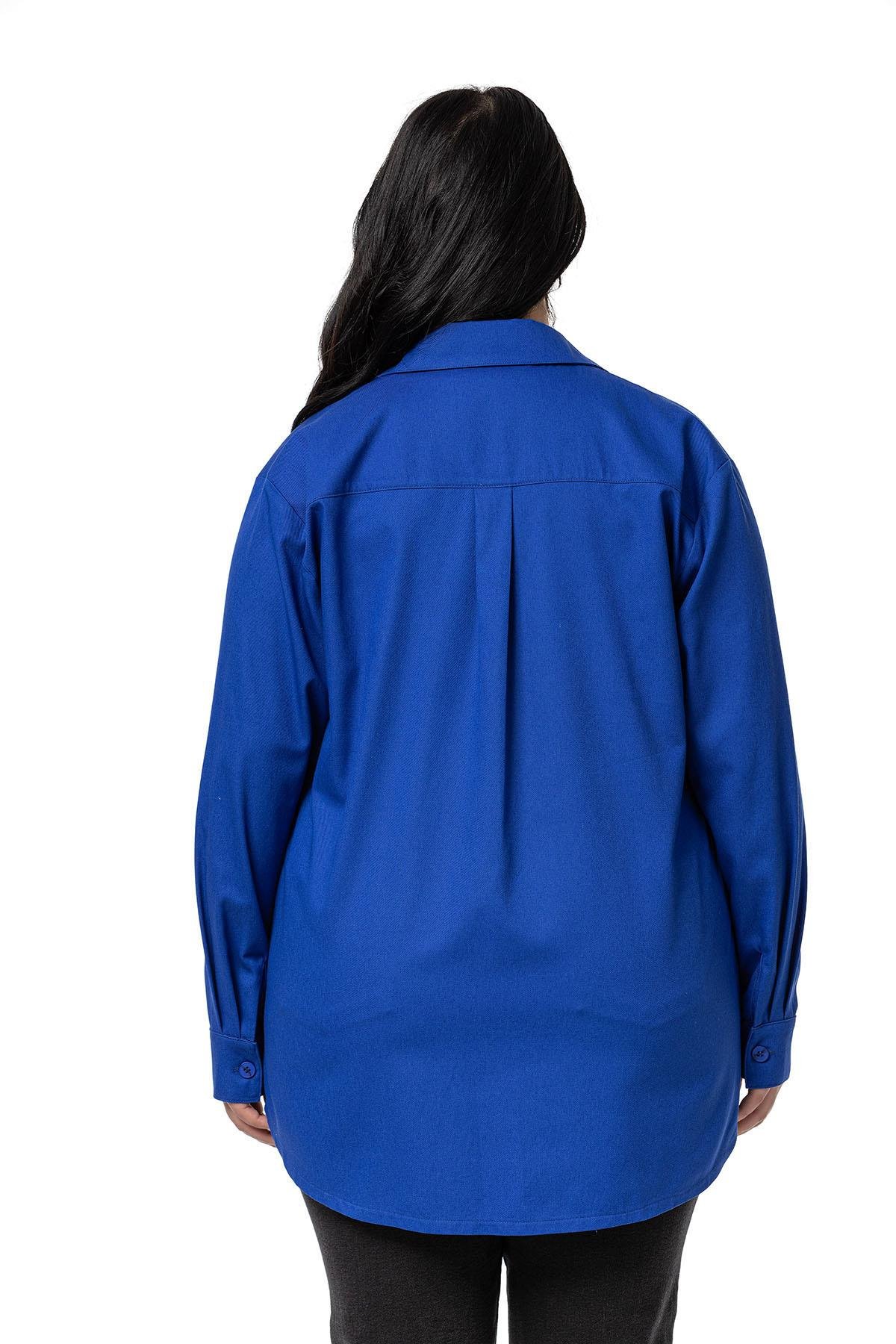 ShirtsDisentis Modest Büyük Beden Cep Detaylı  Gabardin Saks Mavi Ceket GömlekDISENTIS MODESTBüyük Beden Cep Detaylı  Gabardin Saks Mavi Ceket Gömlek