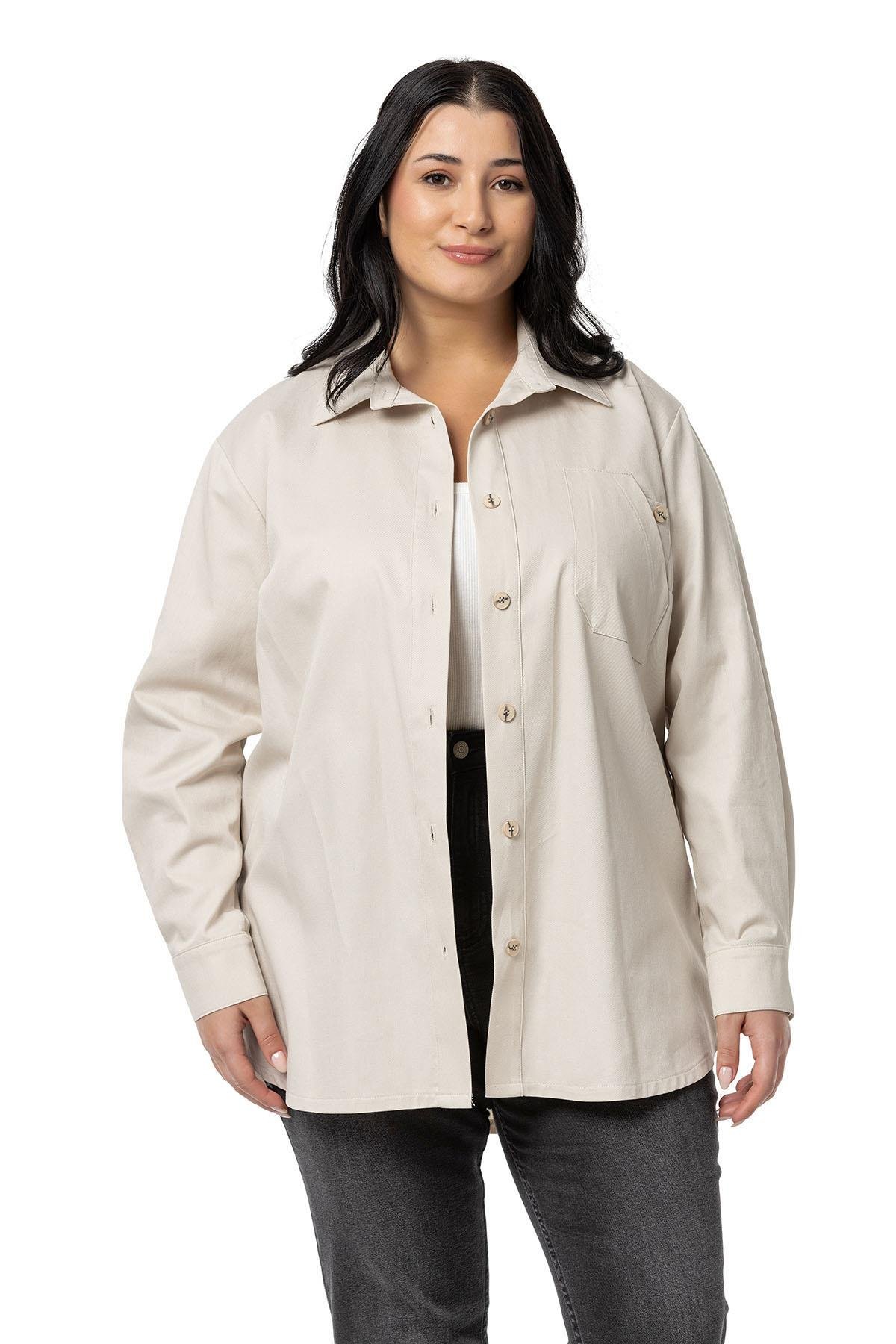 ShirtsDisentis Modest Büyük Beden Cep Detaylı  Gabardin Bej Rengi Ceket GömlekDISENTIS MODESTBüyük Beden Cep Detaylı  Gabardin Bej Rengi Ceket Gömlek