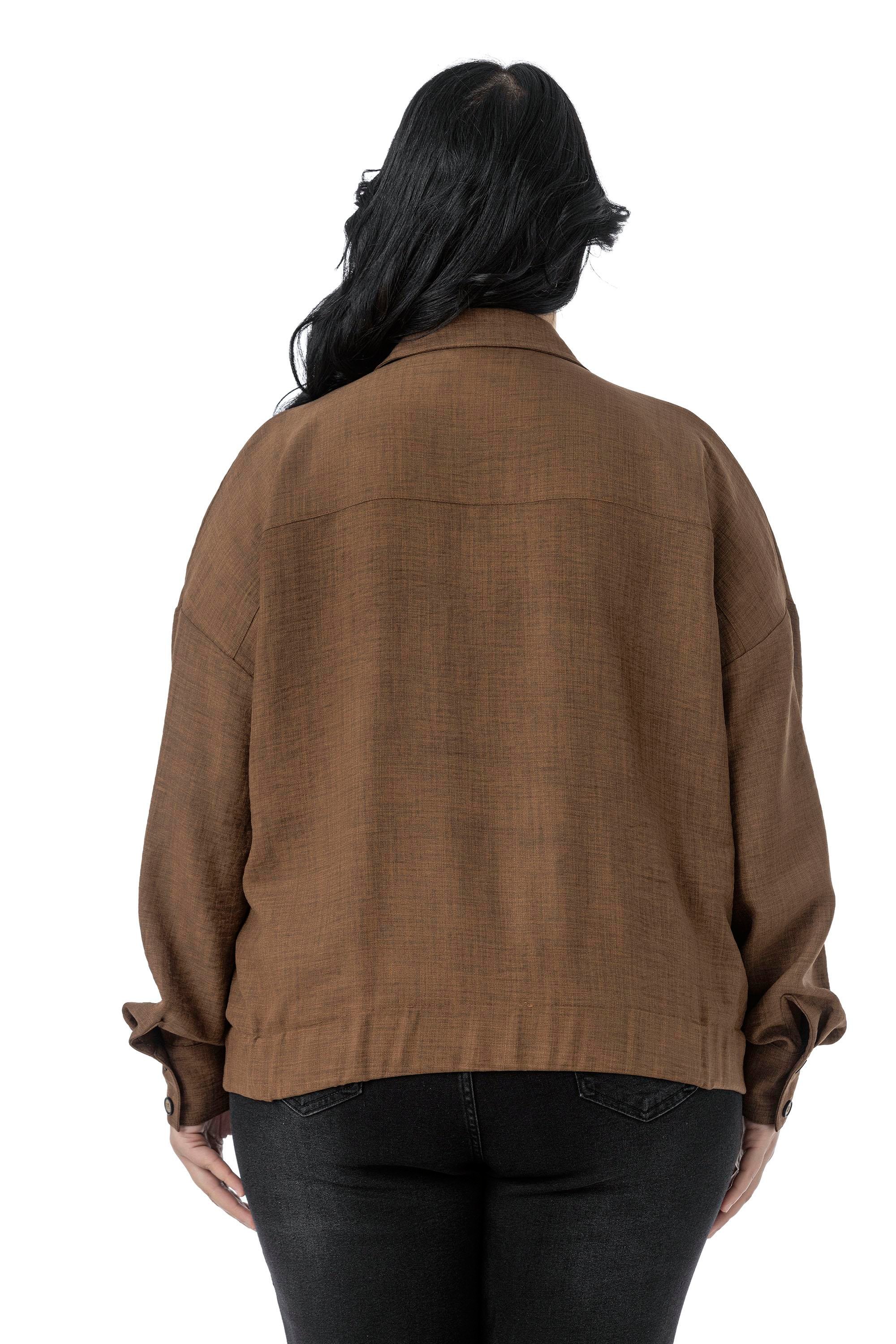 ShirtsDisentis Modest Büyük Beden Düşük Kollu Eteği Lastikli Torba Cepli Kahverengi GömlekDISENTIS MODESTBüyük Beden Düşük Kollu Eteği Lastikli Torba Cepli Kahverengi Gömlek