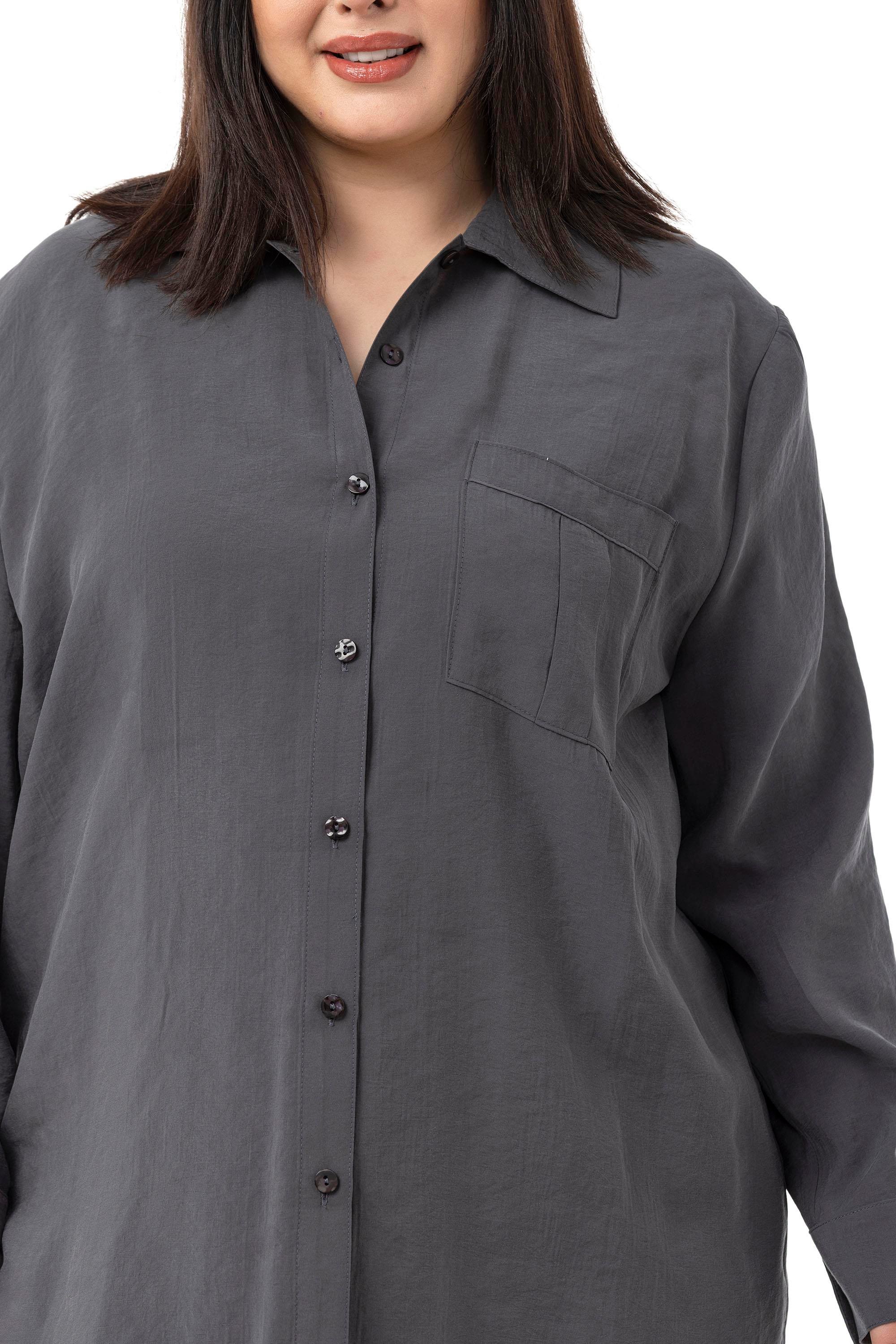 GömlekDisentis Modest Büyük Beden Göğüste Tek Cepli Antrasit GömlekDISENTIS MODESTBüyük Beden Göğüste Tek Cepli Antrasit Gömlek