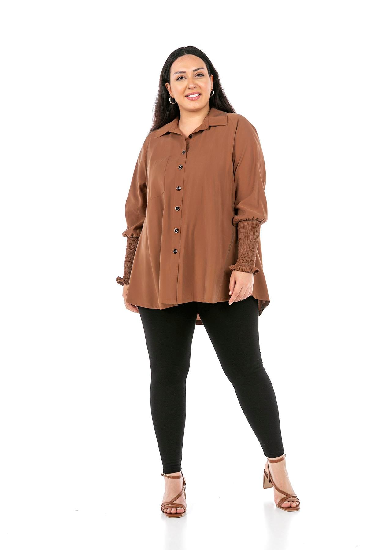 GömlekDisentis Modest Gömlek Yaka Reglan Kol Göğüsten Tek Cepli Kol Ağzı Gipeli Kahverengi GömlekDISENTIS MODESTBüyük Beden Gömlek Yaka Reglan Kol Göğüsten Tek Cepli Kol Ağzı Gipeli Kahverengi Gömlek
