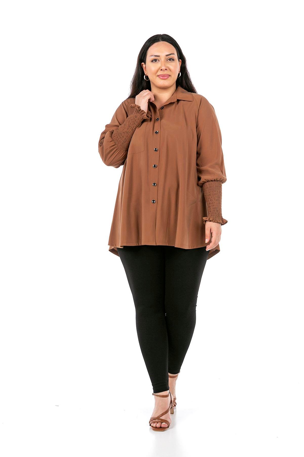 GömlekDisentis Modest Gömlek Yaka Reglan Kol Göğüsten Tek Cepli Kol Ağzı Gipeli Kahverengi GömlekDISENTIS MODESTBüyük Beden Gömlek Yaka Reglan Kol Göğüsten Tek Cepli Kol Ağzı Gipeli Kahverengi Gömlek