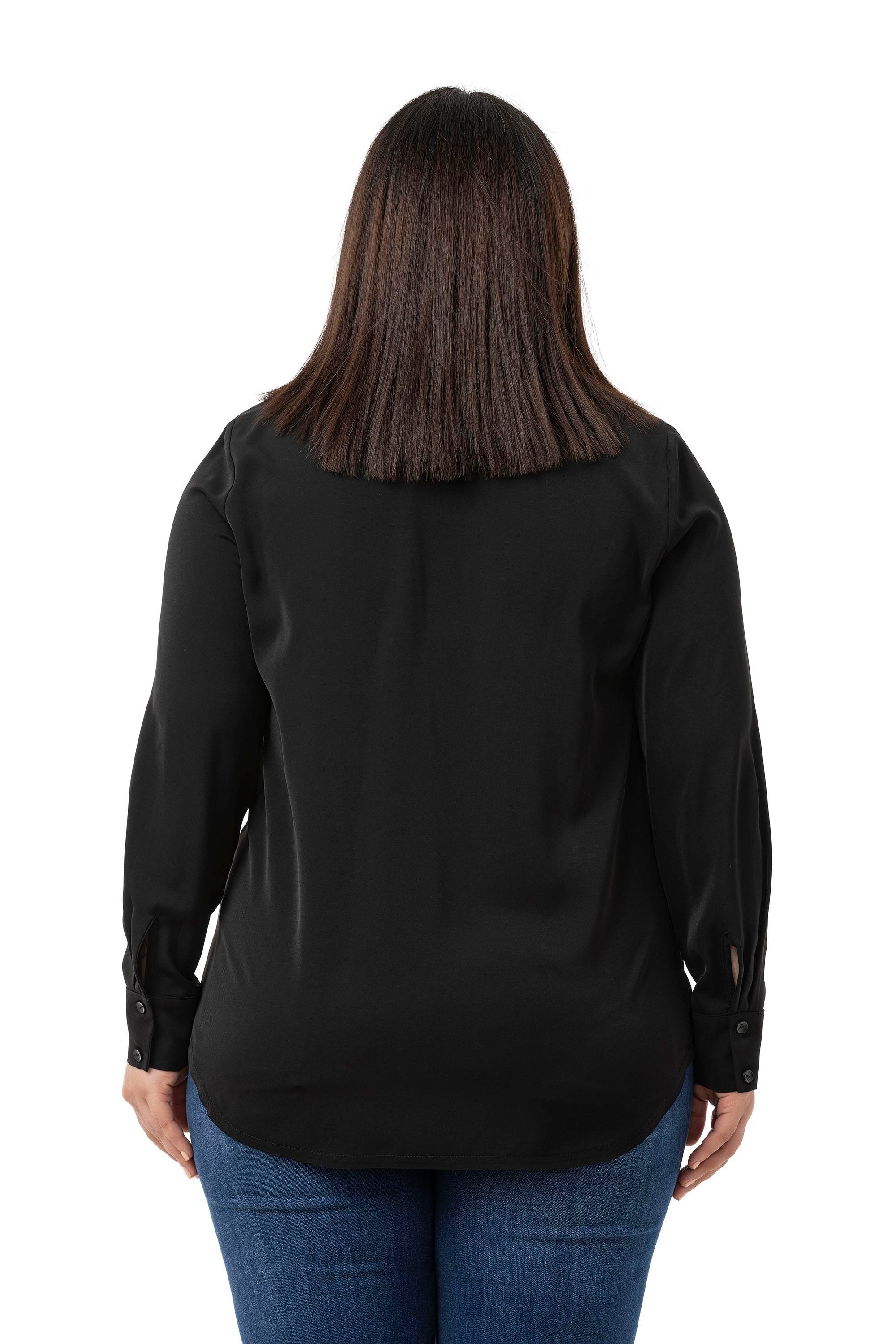 ShirtsDisentis Modest Büyük Beden Kabartmalı Kumaş Detaylı Siyah GömlekDISENTIS MODESTBüyük Beden Kabartmalı Kumaş Detaylı Siyah Gömlek