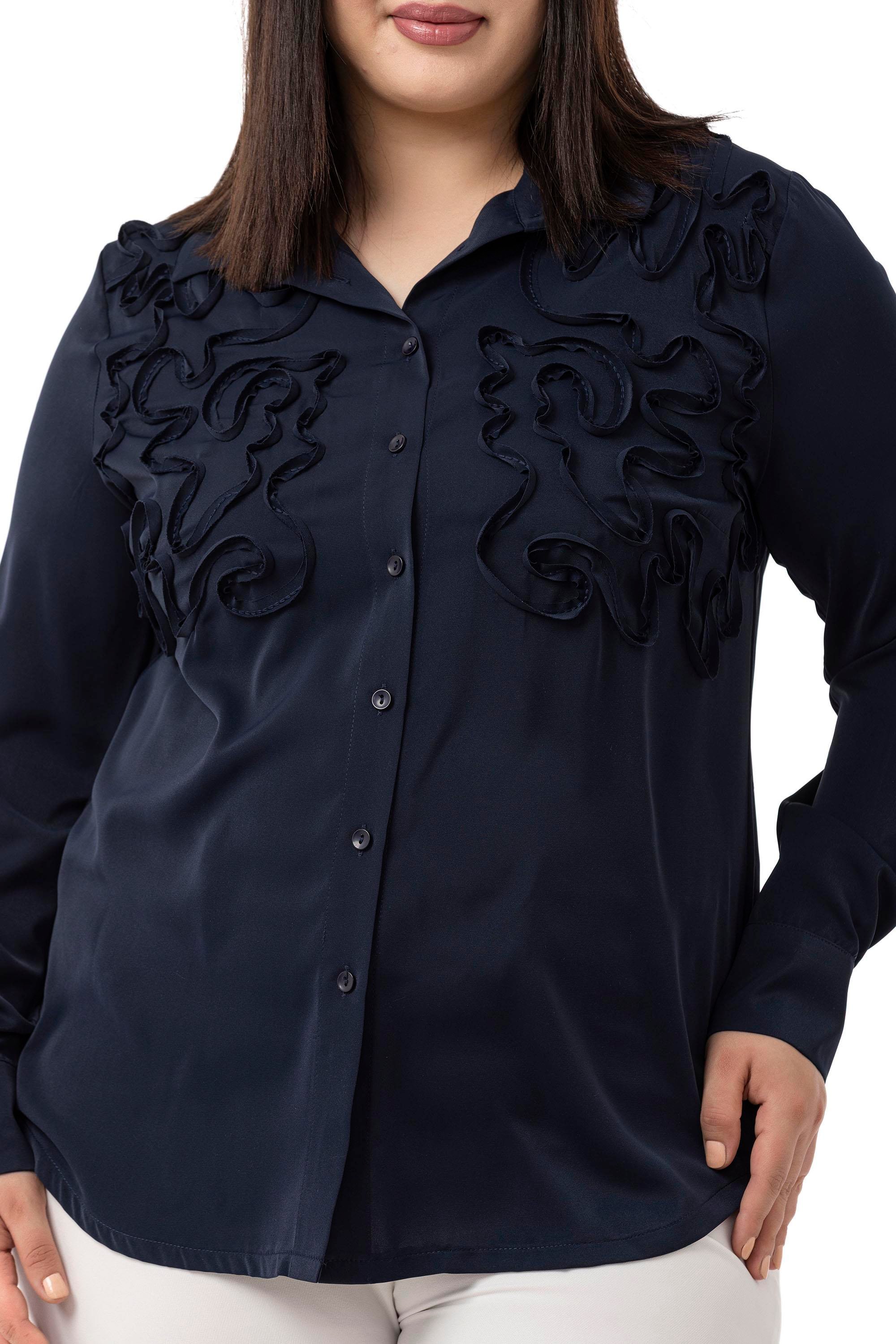 ShirtsDisentis Modest Büyük Beden Kabartmalı Kumaş Detaylı Lacivert GömlekDISENTIS MODESTBüyük Beden Kabartmalı Kumaş Detaylı Lacivert Gömlek