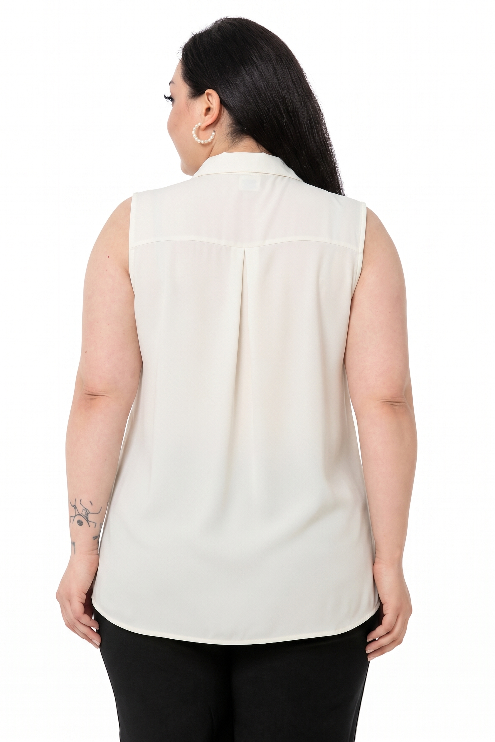 ShirtsDisentis Modest Büyük Beden Kaplama Düğmeli Yanı Yırtmaçlı Kolsuz Ekru GömlekDISENTIS MODESTBüyük Beden Kaplama Düğmeli Yanı Yırtmaçlı Kolsuz Ekru Gömlek