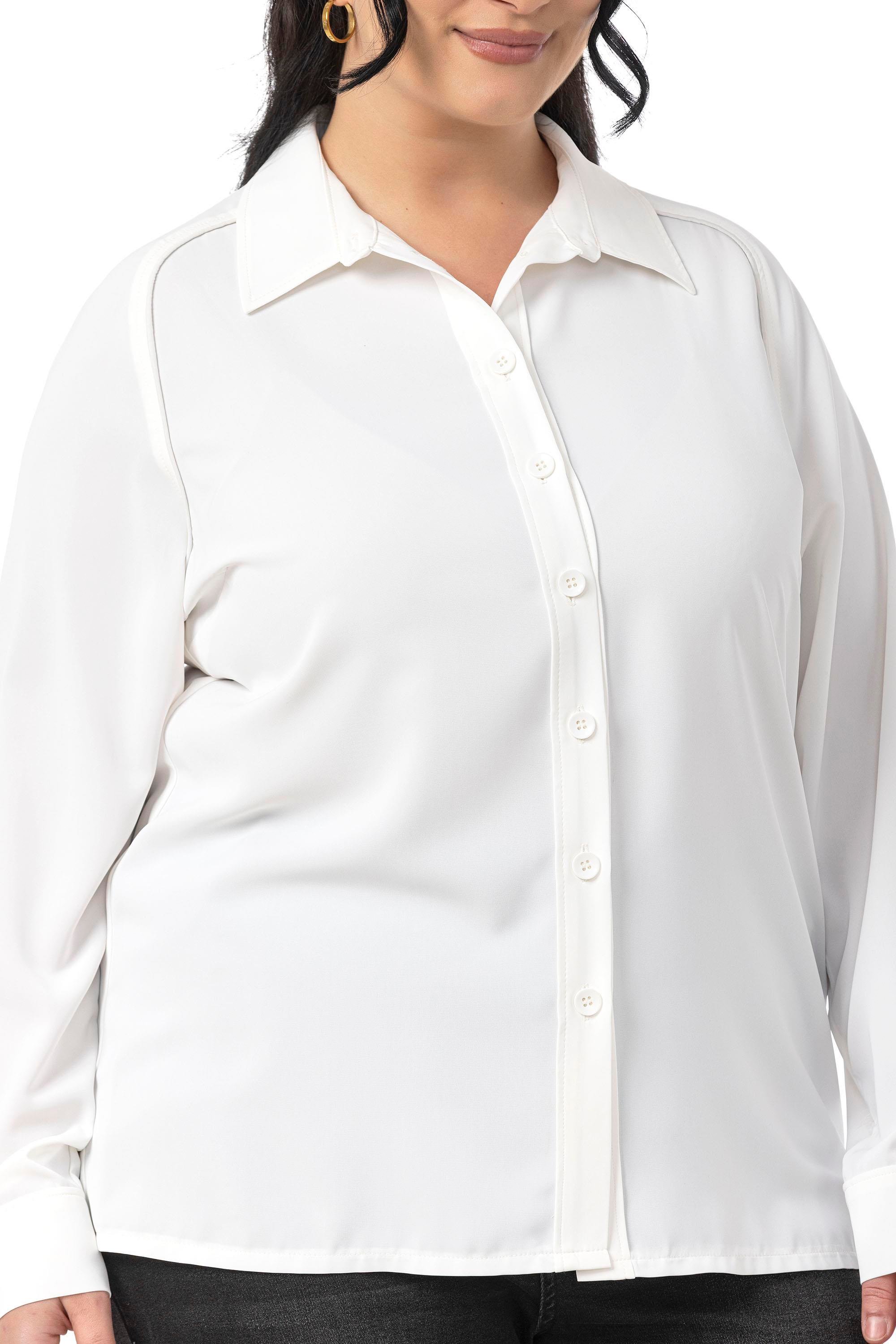 GömlekDisentis Modest Büyük Beden Reglan Kollu Beyaz Gömlek DISENTIS MODESTBüyük Beden Reglan Kollu Beyaz Gömlek 