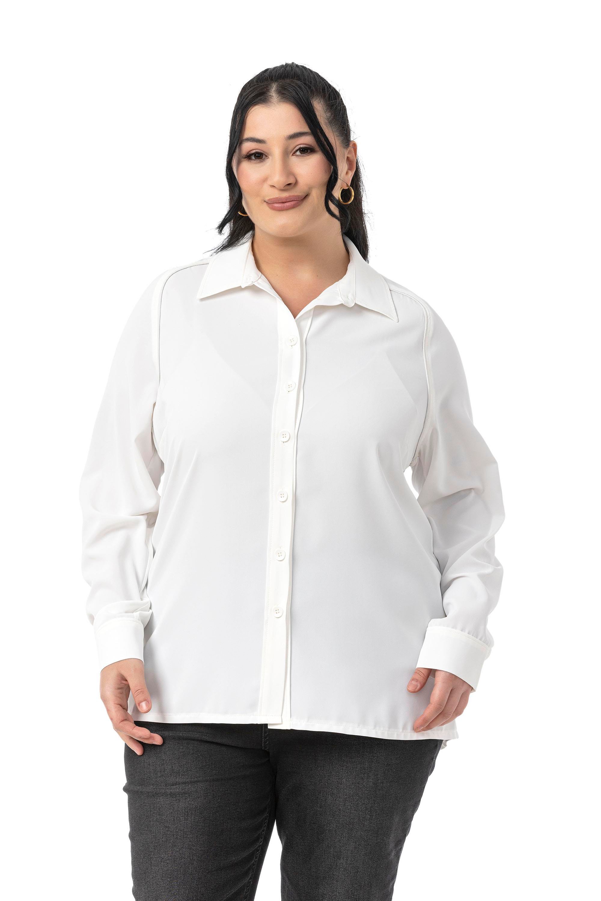 GömlekDisentis Modest Büyük Beden Reglan Kollu Beyaz Gömlek DISENTIS MODESTBüyük Beden Reglan Kollu Beyaz Gömlek 