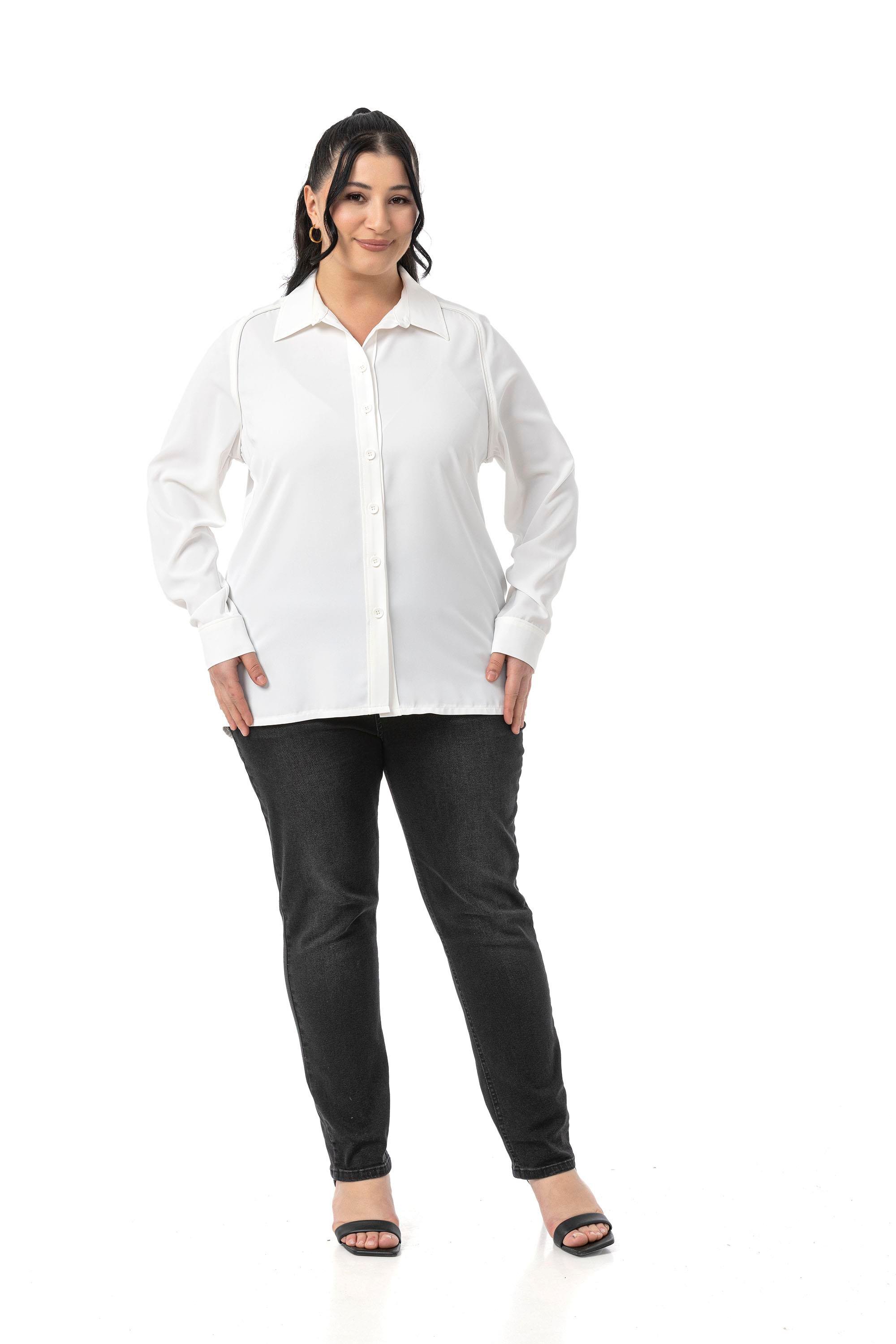 GömlekDisentis Modest Büyük Beden Reglan Kollu Beyaz Gömlek DISENTIS MODESTBüyük Beden Reglan Kollu Beyaz Gömlek 