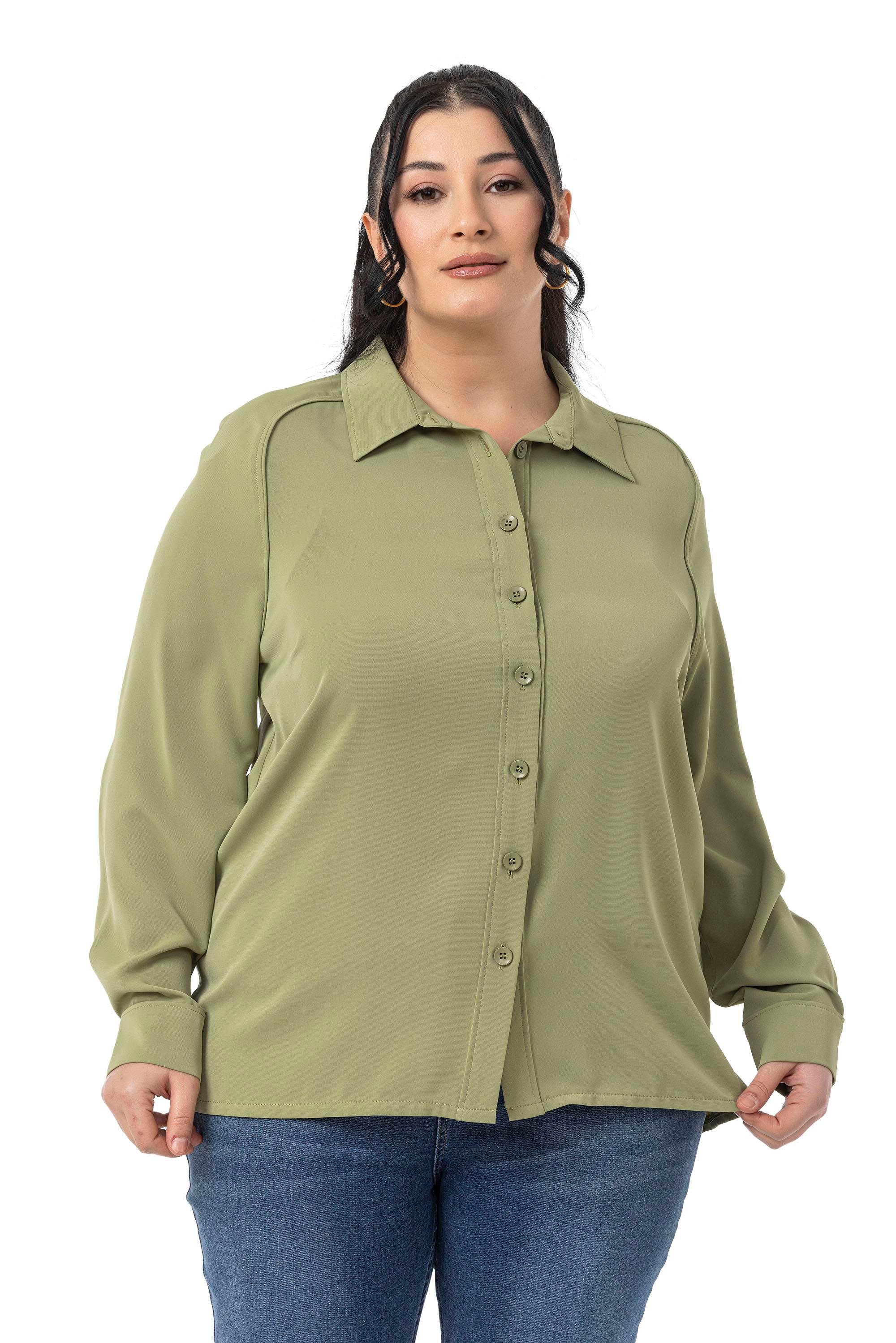 GömlekDisentis Modest Büyük Beden Reglan Kollu Fıstık Yeşili Gömlek DISENTIS MODESTBüyük Beden Reglan Kollu Fıstık Yeşili Gömlek 