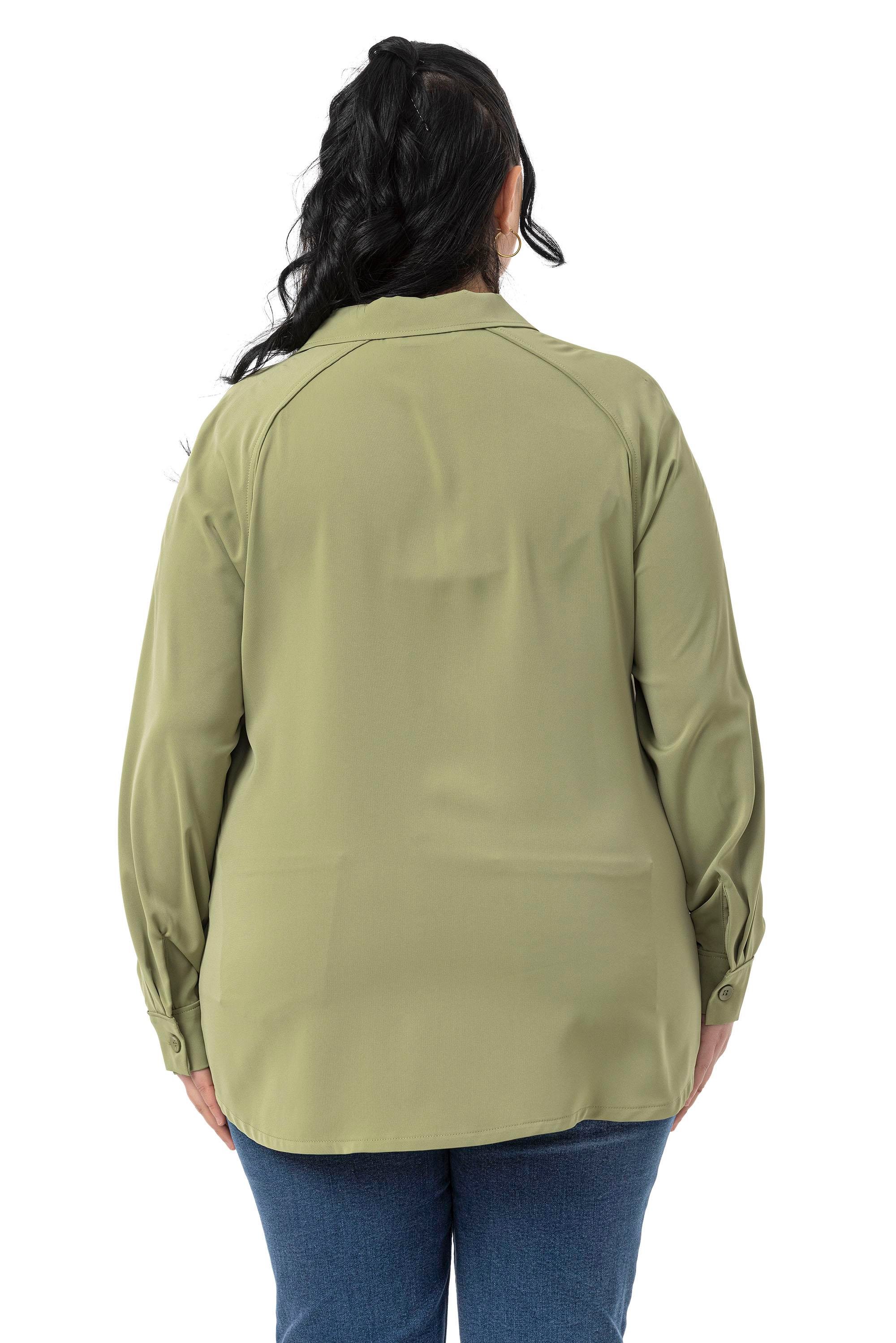 GömlekDisentis Modest Büyük Beden Reglan Kollu Fıstık Yeşili Gömlek DISENTIS MODESTBüyük Beden Reglan Kollu Fıstık Yeşili Gömlek 