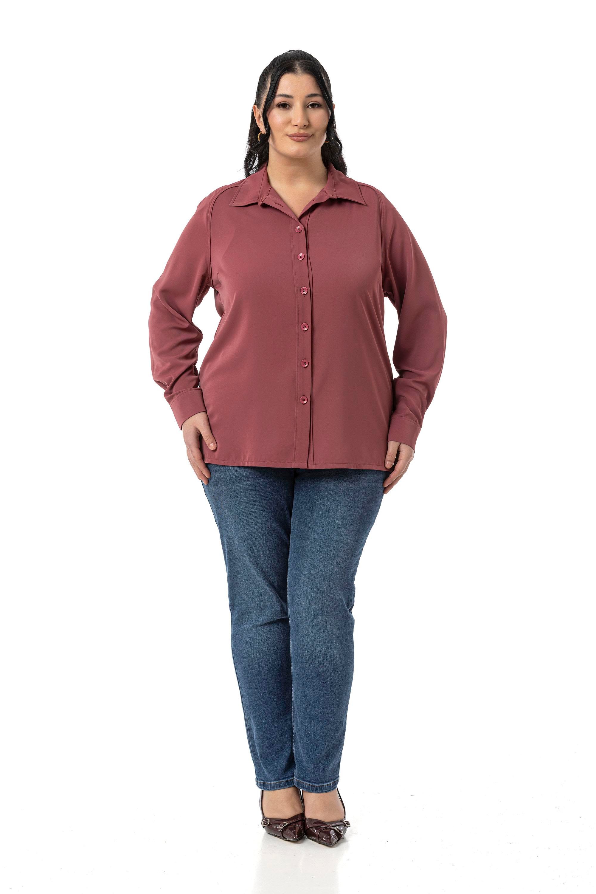 GömlekDisentis Modest Büyük Beden Reglan Kollu Gül Kurusu Gömlek DISENTIS MODESTBüyük Beden Reglan Kollu Gül Kurusu Gömlek 