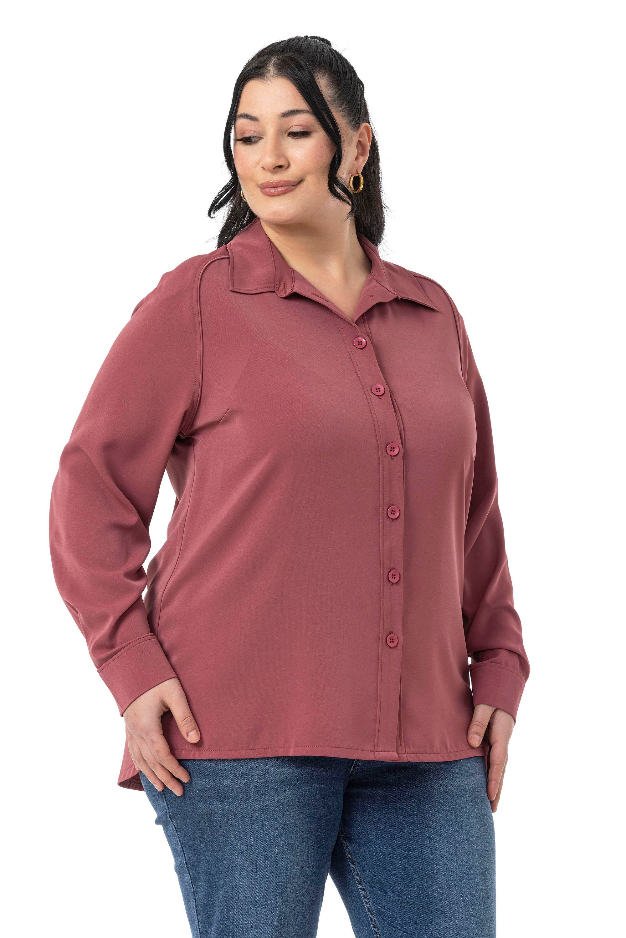 GömlekDisentis Modest Büyük Beden Reglan Kollu Gül Kurusu Gömlek DISENTIS MODESTBüyük Beden Reglan Kollu Gül Kurusu Gömlek 