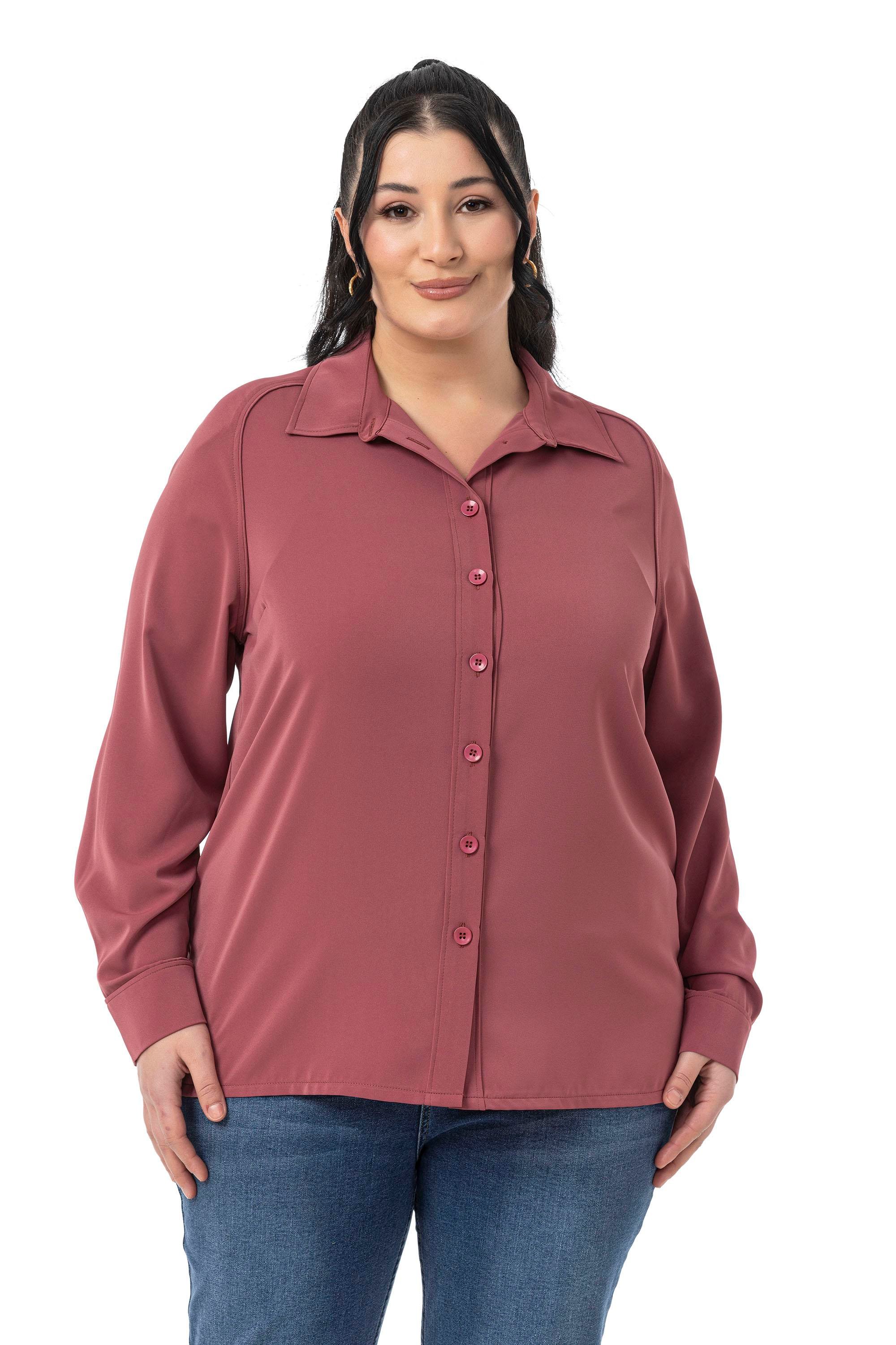 GömlekDisentis Modest Büyük Beden Reglan Kollu Gül Kurusu Gömlek DISENTIS MODESTBüyük Beden Reglan Kollu Gül Kurusu Gömlek 