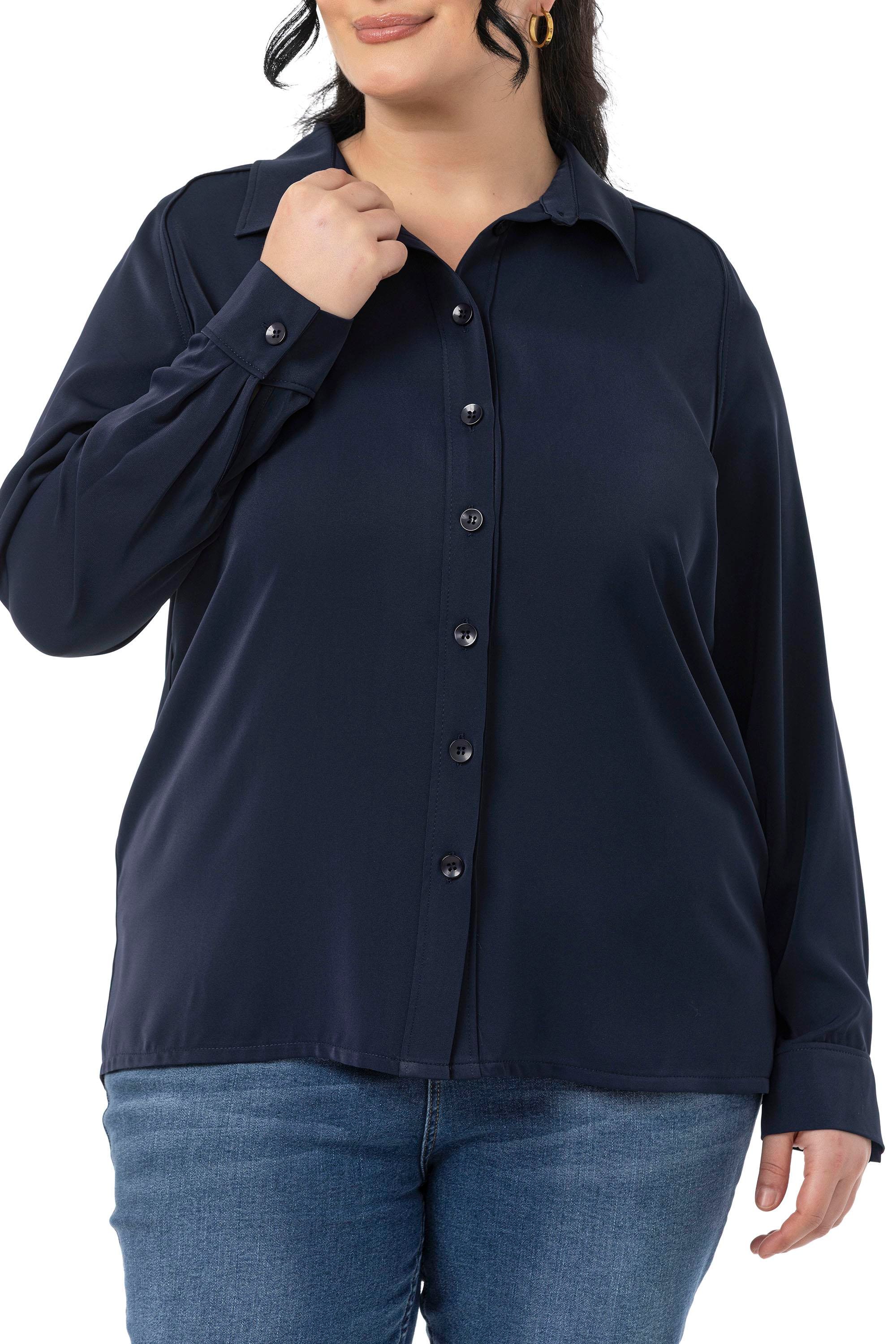 GömlekDisentis Modest Büyük Beden Reglan Kollu Lacivert Gömlek DISENTIS MODESTBüyük Beden Reglan Kollu Lacivert Gömlek 