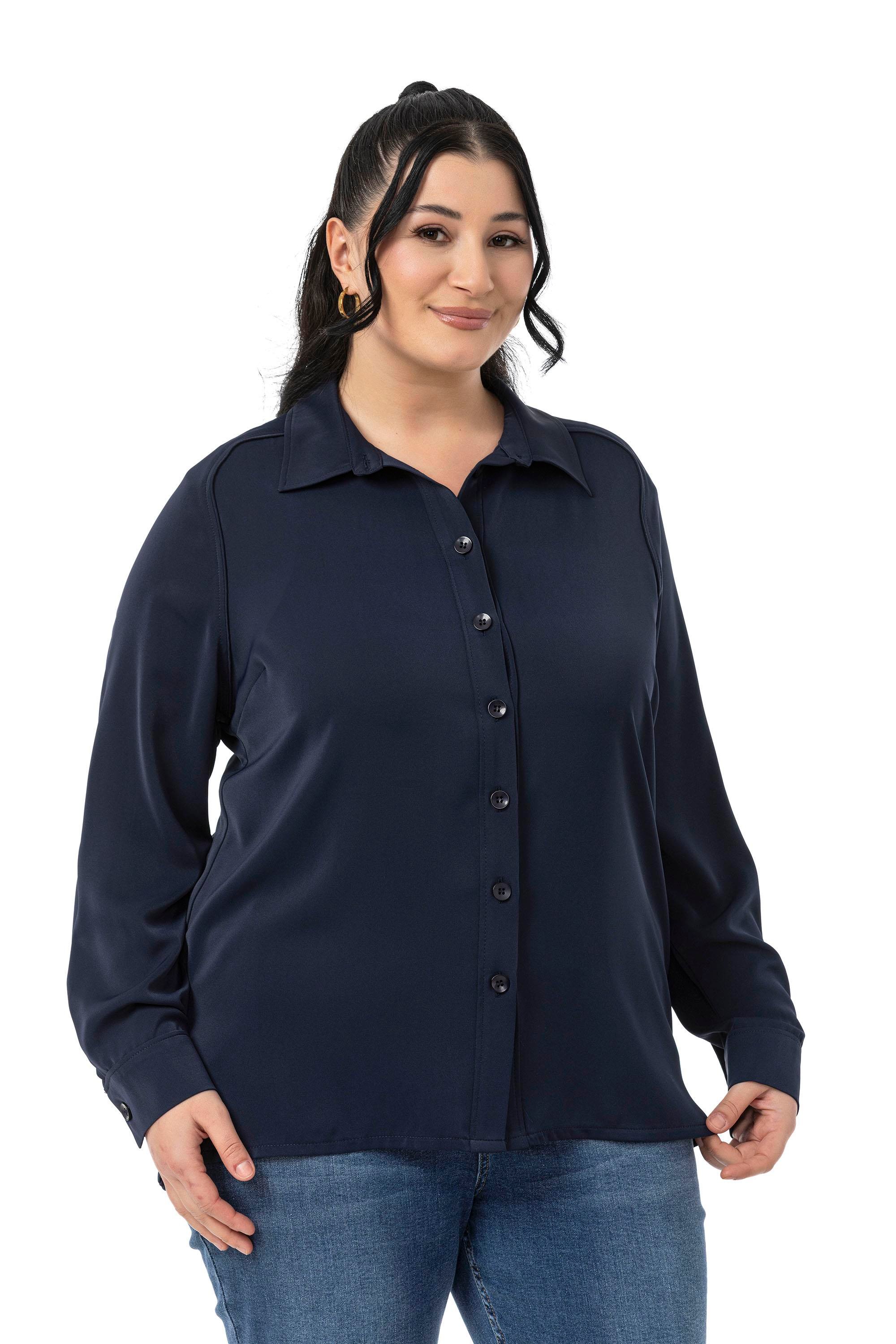 GömlekDisentis Modest Büyük Beden Reglan Kollu Lacivert Gömlek DISENTIS MODESTBüyük Beden Reglan Kollu Lacivert Gömlek 