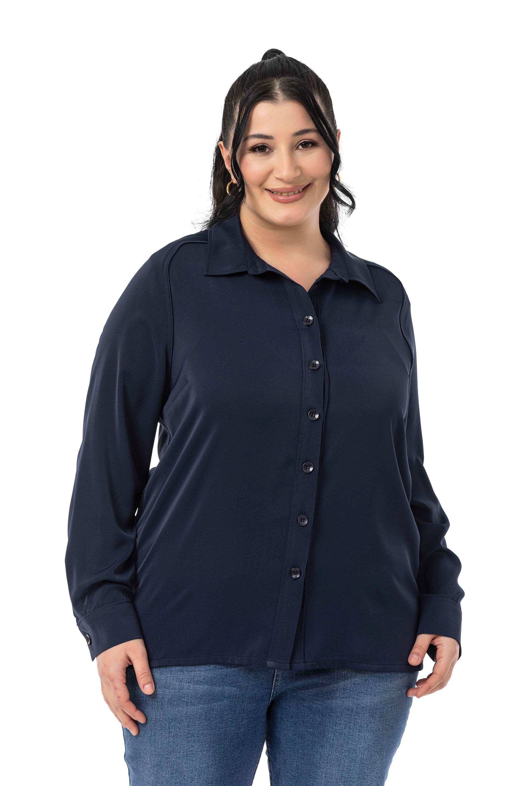 GömlekDisentis Modest Büyük Beden Reglan Kollu Lacivert Gömlek DISENTIS MODESTBüyük Beden Reglan Kollu Lacivert Gömlek 