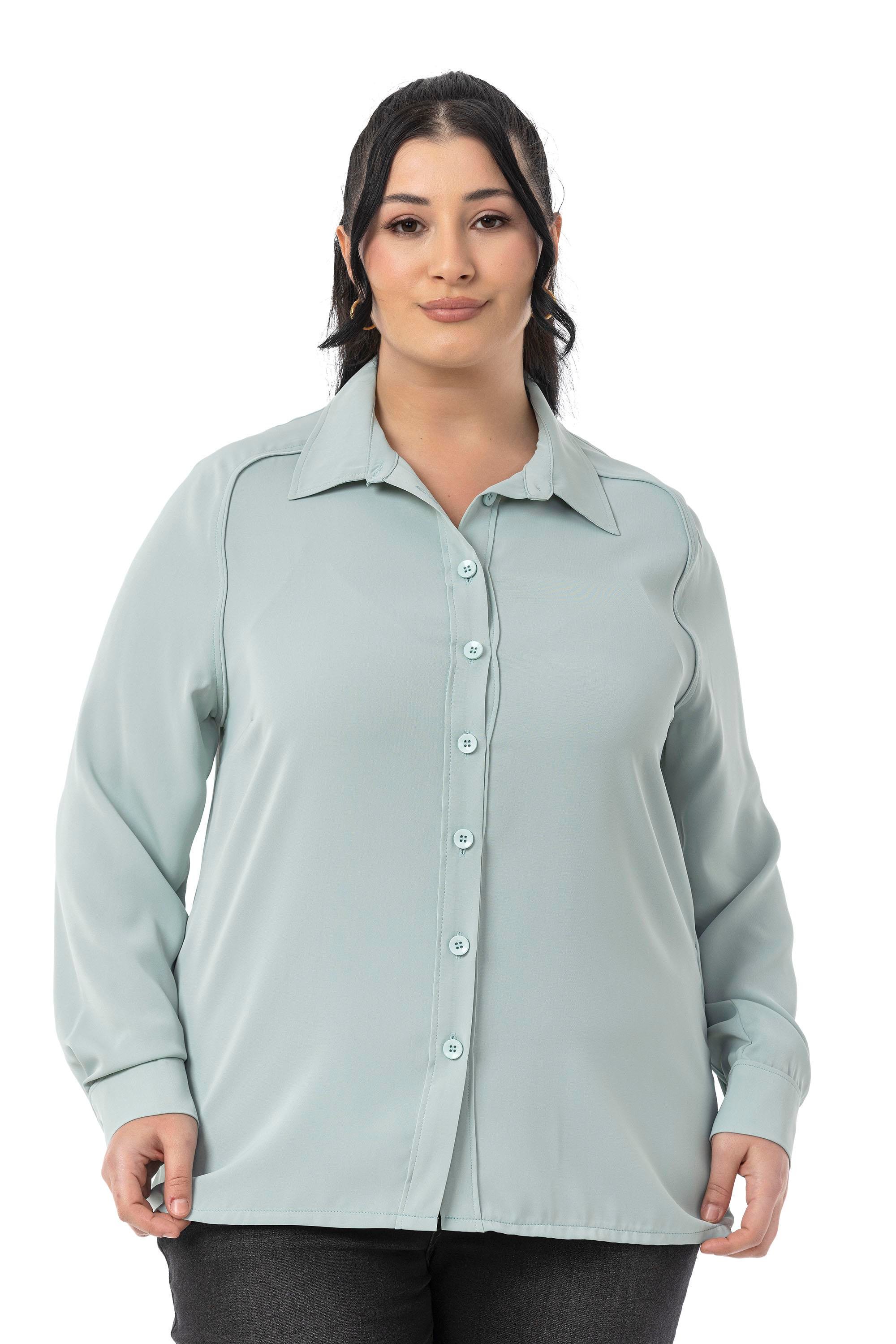 GömlekDisentis Modest Büyük Beden Reglan Kollu Mint Yeşili Gömlek DISENTIS MODESTBüyük Beden Reglan Kollu Mint Yeşili Gömlek 