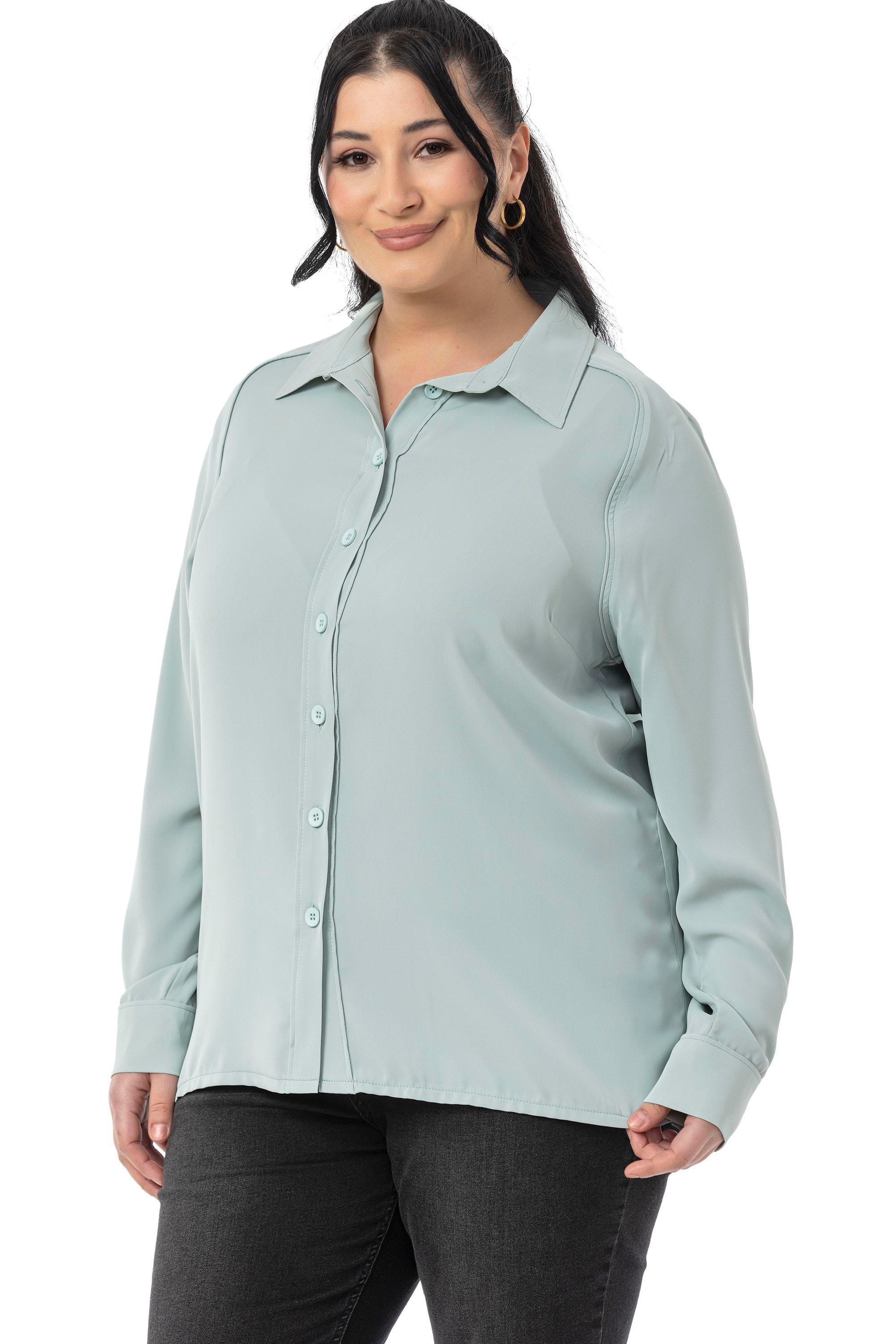 GömlekDisentis Modest Büyük Beden Reglan Kollu Mint Yeşili Gömlek DISENTIS MODESTBüyük Beden Reglan Kollu Mint Yeşili Gömlek 