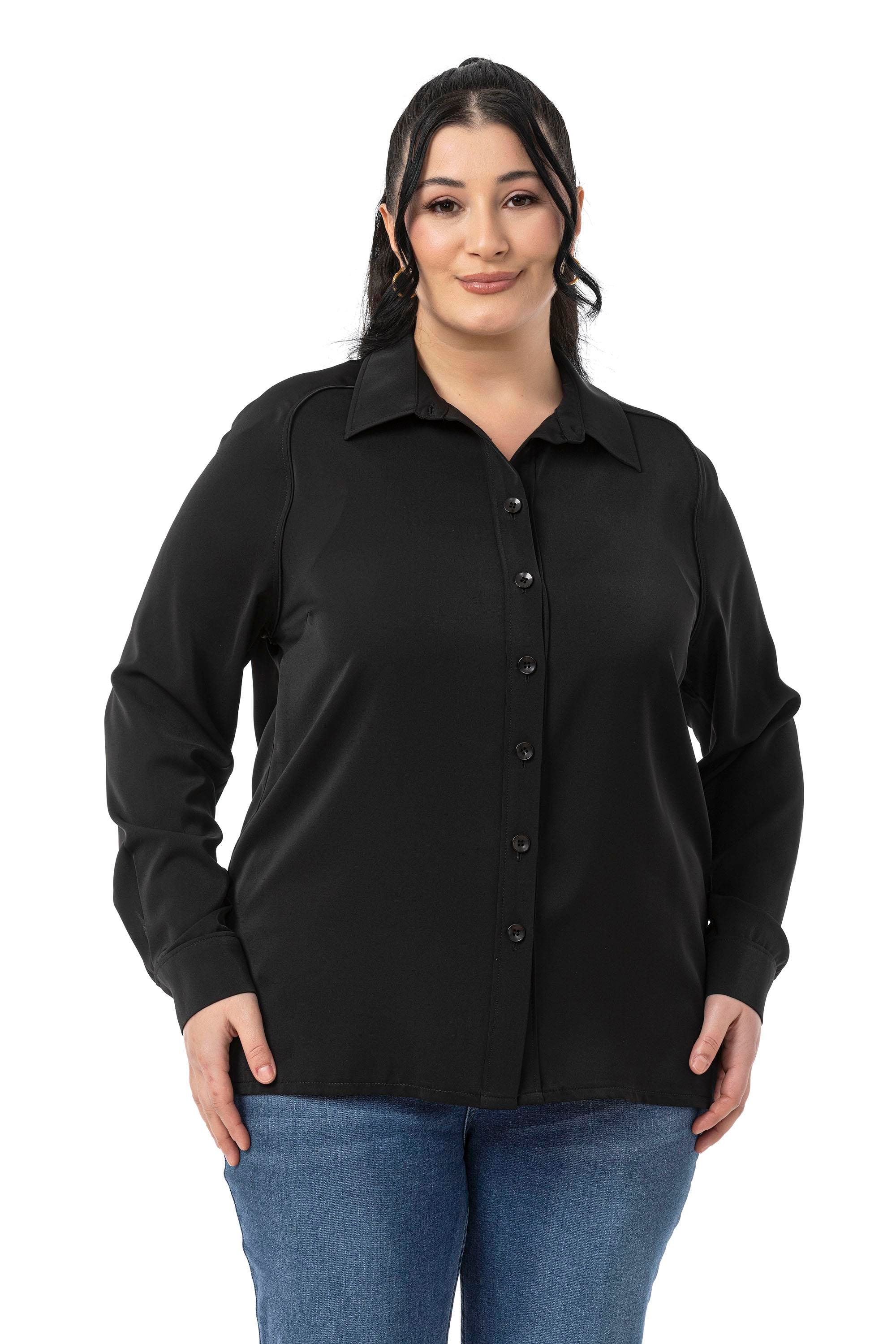 GömlekDisentis Modest Büyük Beden Reglan Kollu Siyah Gömlek DISENTIS MODESTBüyük Beden Reglan Kollu Siyah Gömlek 